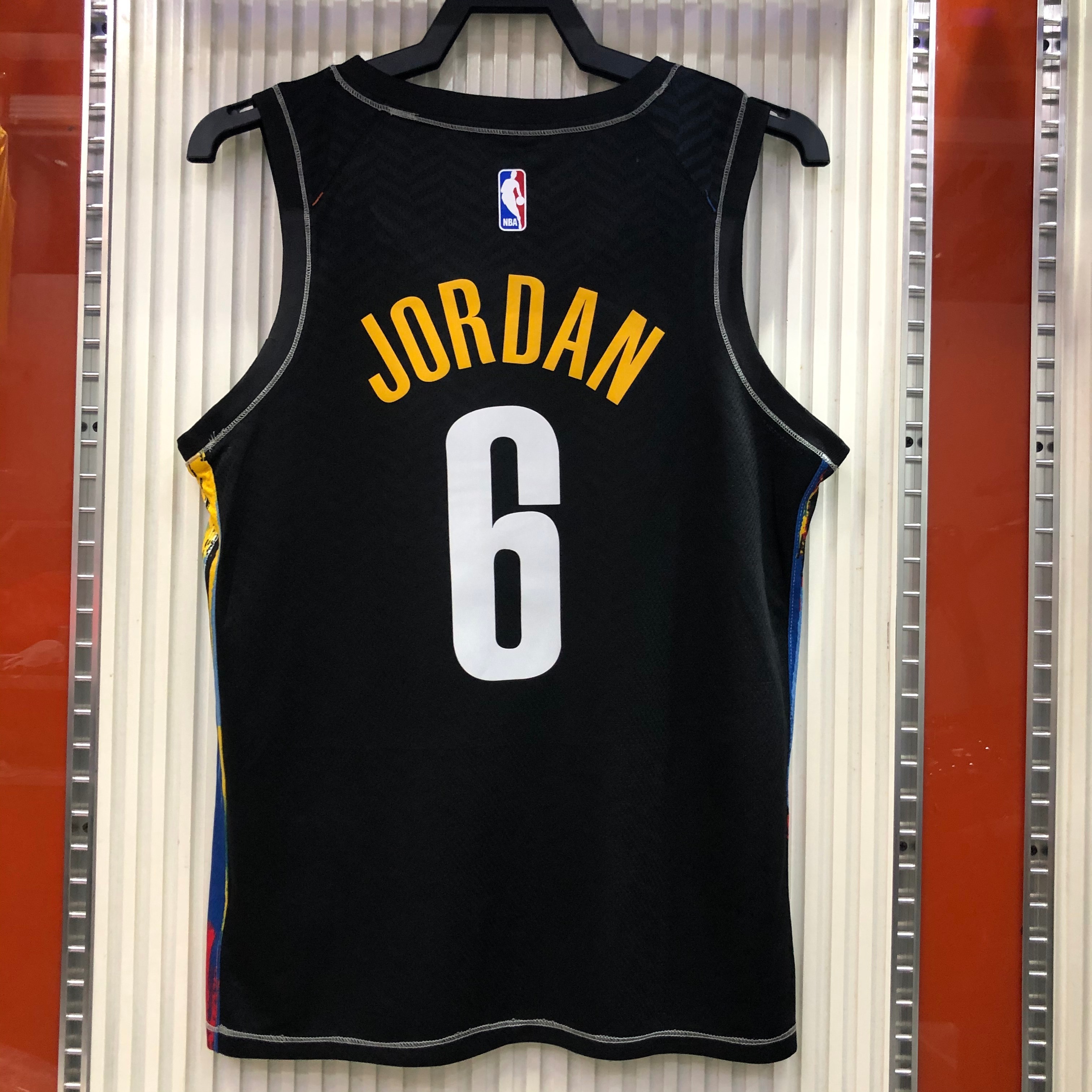 NBA Men Season 2021 Brooklyn Nets Black City #6 JORDAN Jersey High Quality Name and Number Print - leoleo123123