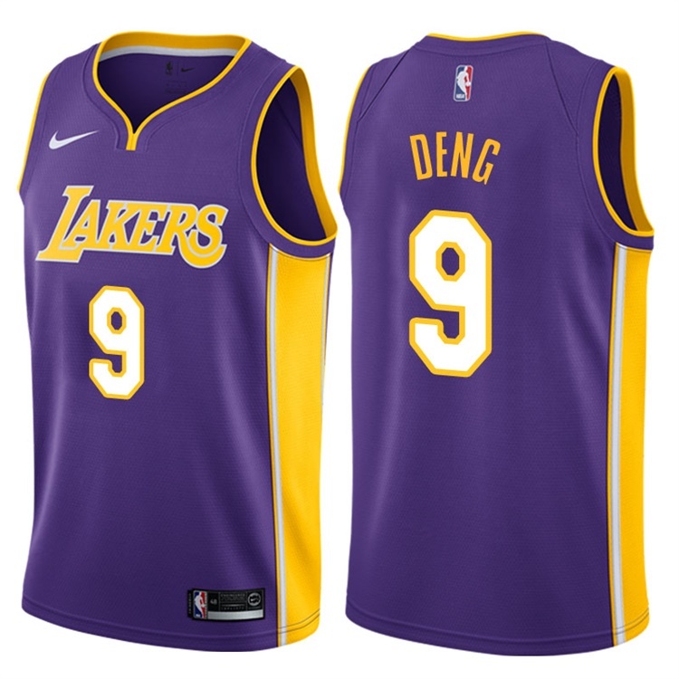 NBA Men Los Angeles Lakers Purple #9 DENG. V-neck Jersey High Quality Name and Number Print - leoleo123123