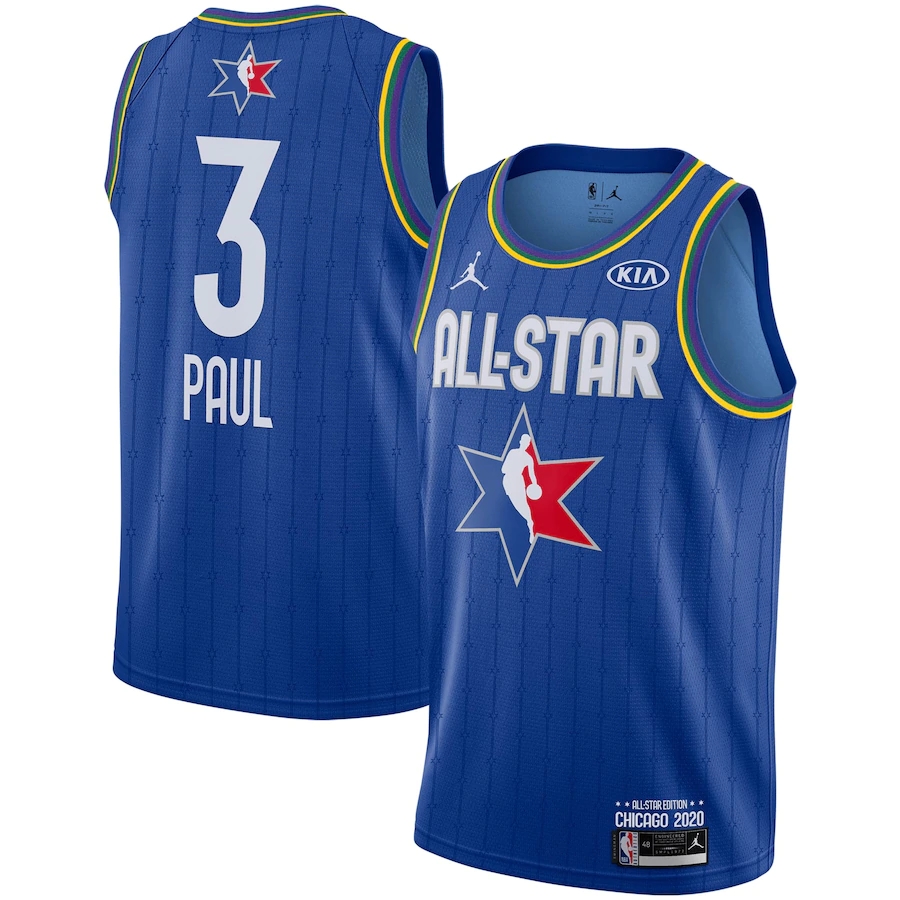 NBA Men 2020 All Star Jerseys Blue #3 PAUL Jersey High Quality Name and Number Print - leoleo123123