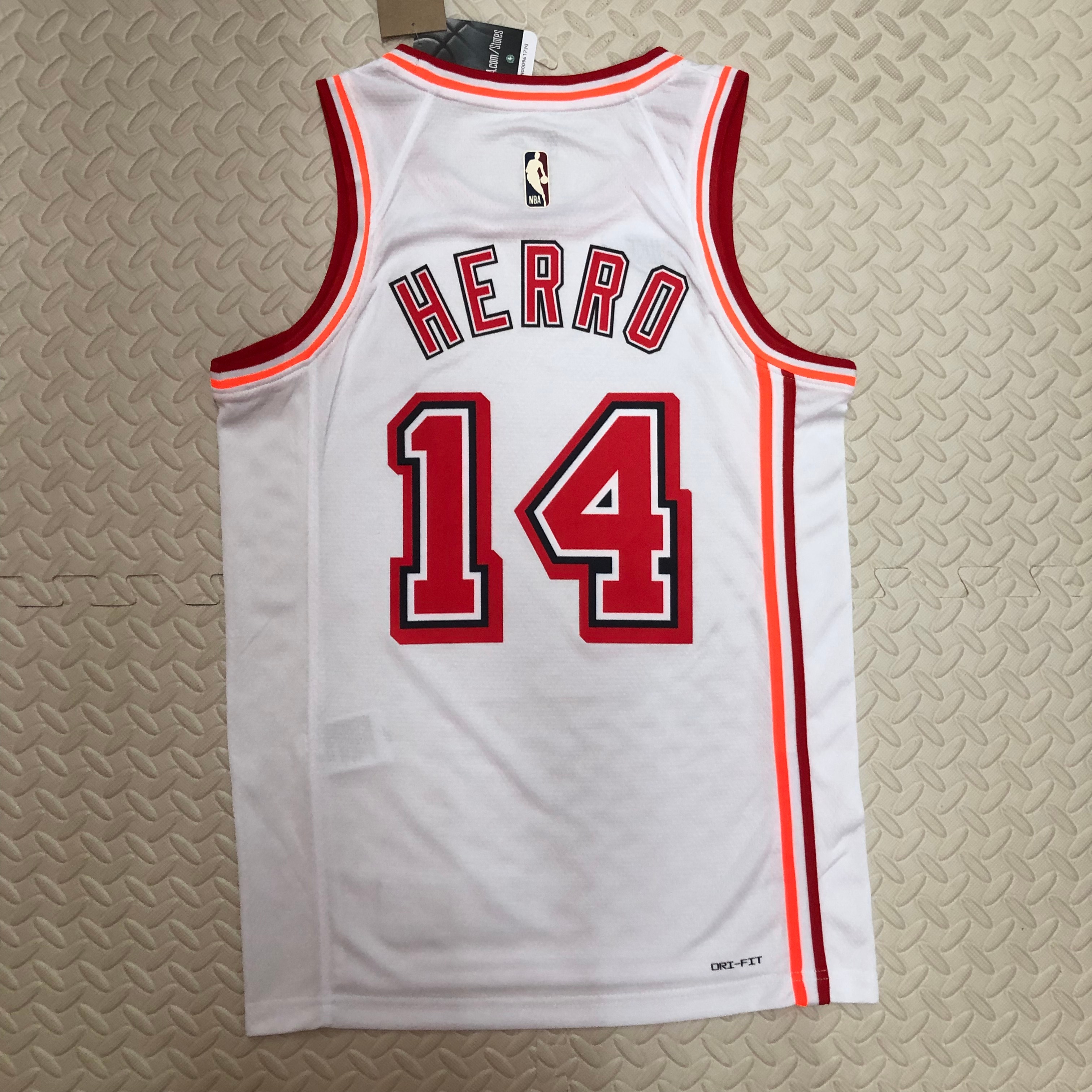 NBA Men Season 2023 Miami Heat White Retro #14 HERRO Jersey High Quality Name and Number Print - leoleo123123