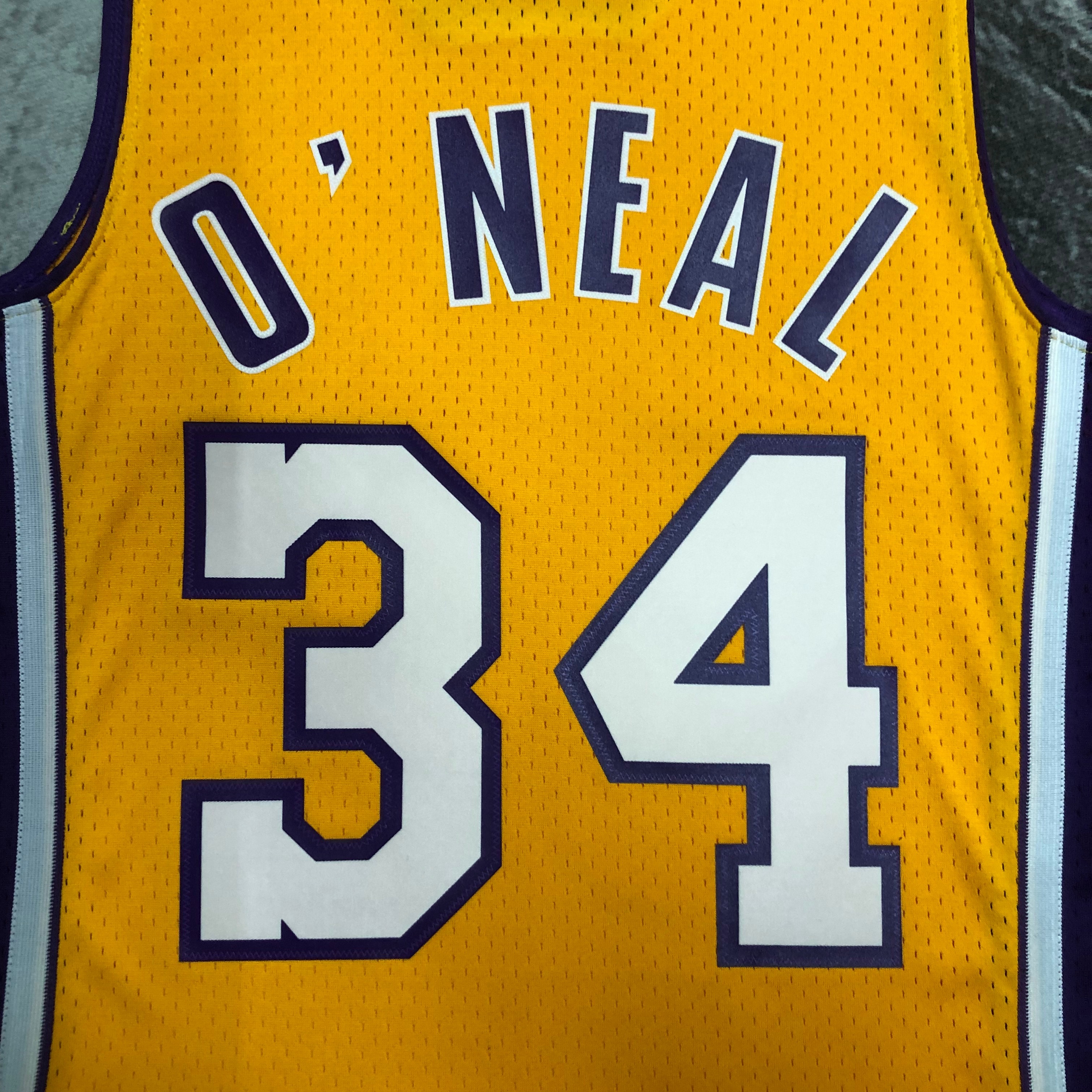 NBA Men Season 99-00 Los Angeles Lakers Yellow #34 O'NEAL Jersey High Quality Name and Number Print - leoleo123123