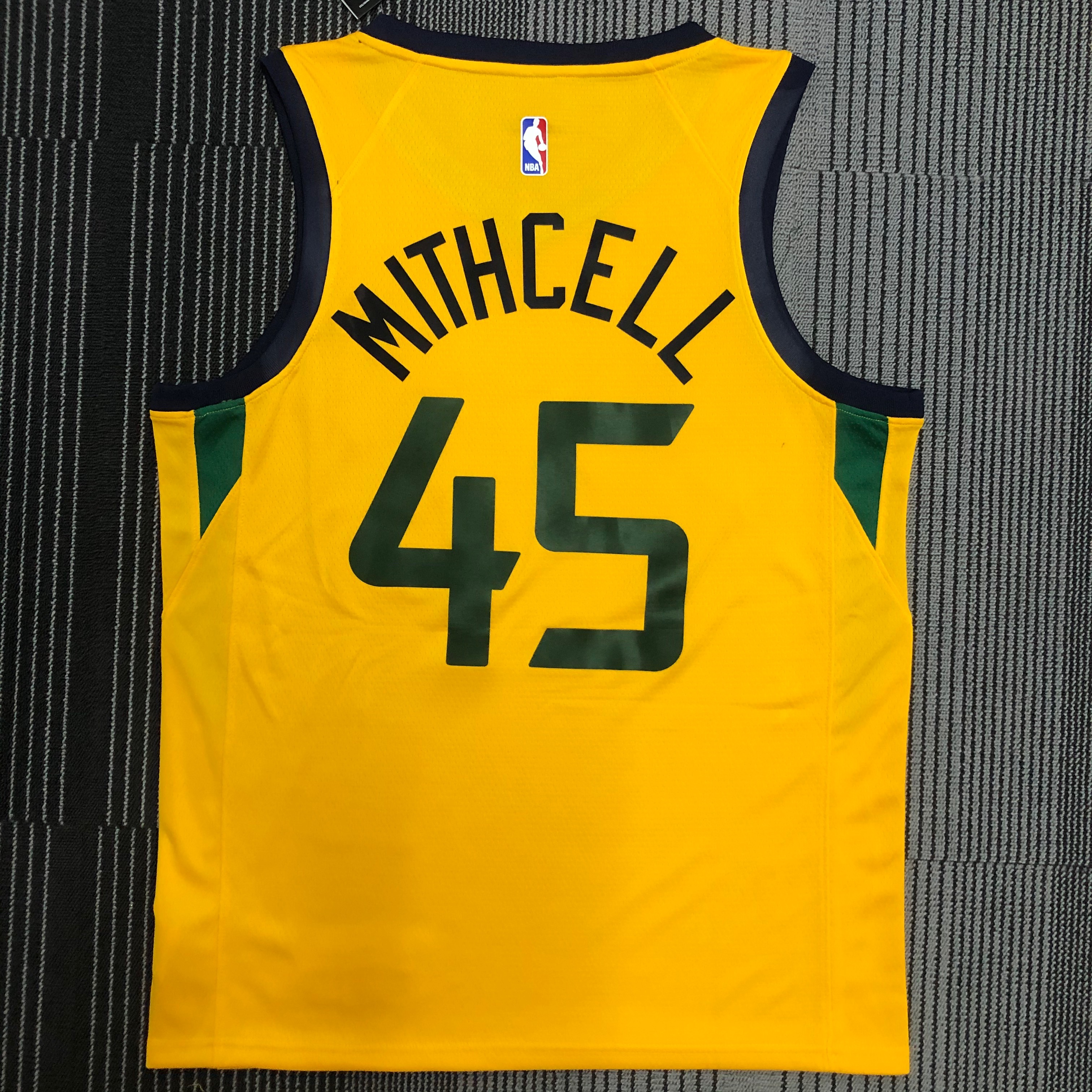NBA New Season 2021 Men Utah Jazz Yellow with Jordan Logo #45 MITCHELL Jersey High Quality Name and Number Print - leoleo123123