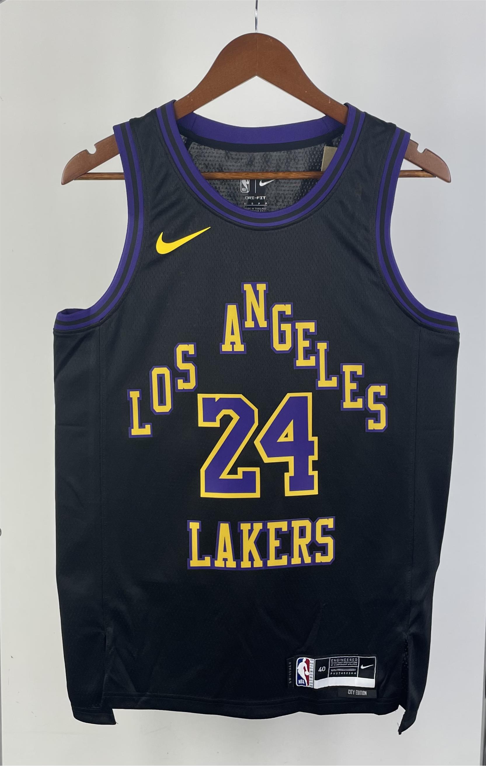 NBA Men 2024 Los Angeles Lakers Black City Version #24 BRYANT Jersey High Quality Name and Number Print - leoleo123123