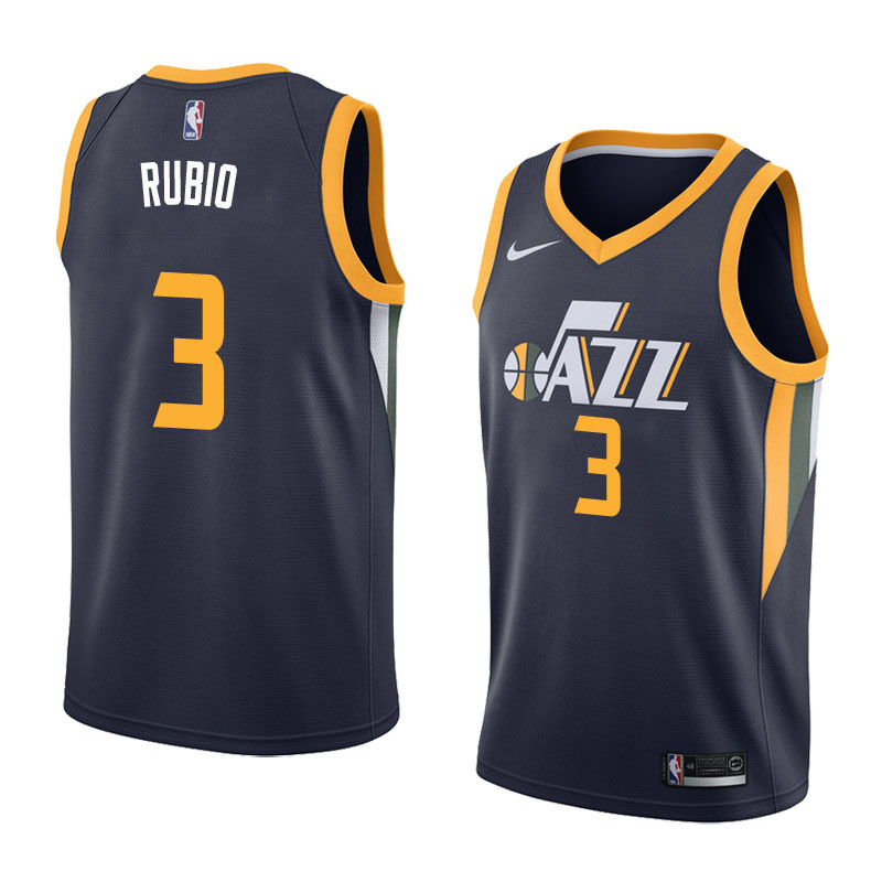 NBA Men Utah Jazz Dark Blue #3 RUBIO Jersey High Quality Name and Number Print - leoleo123123