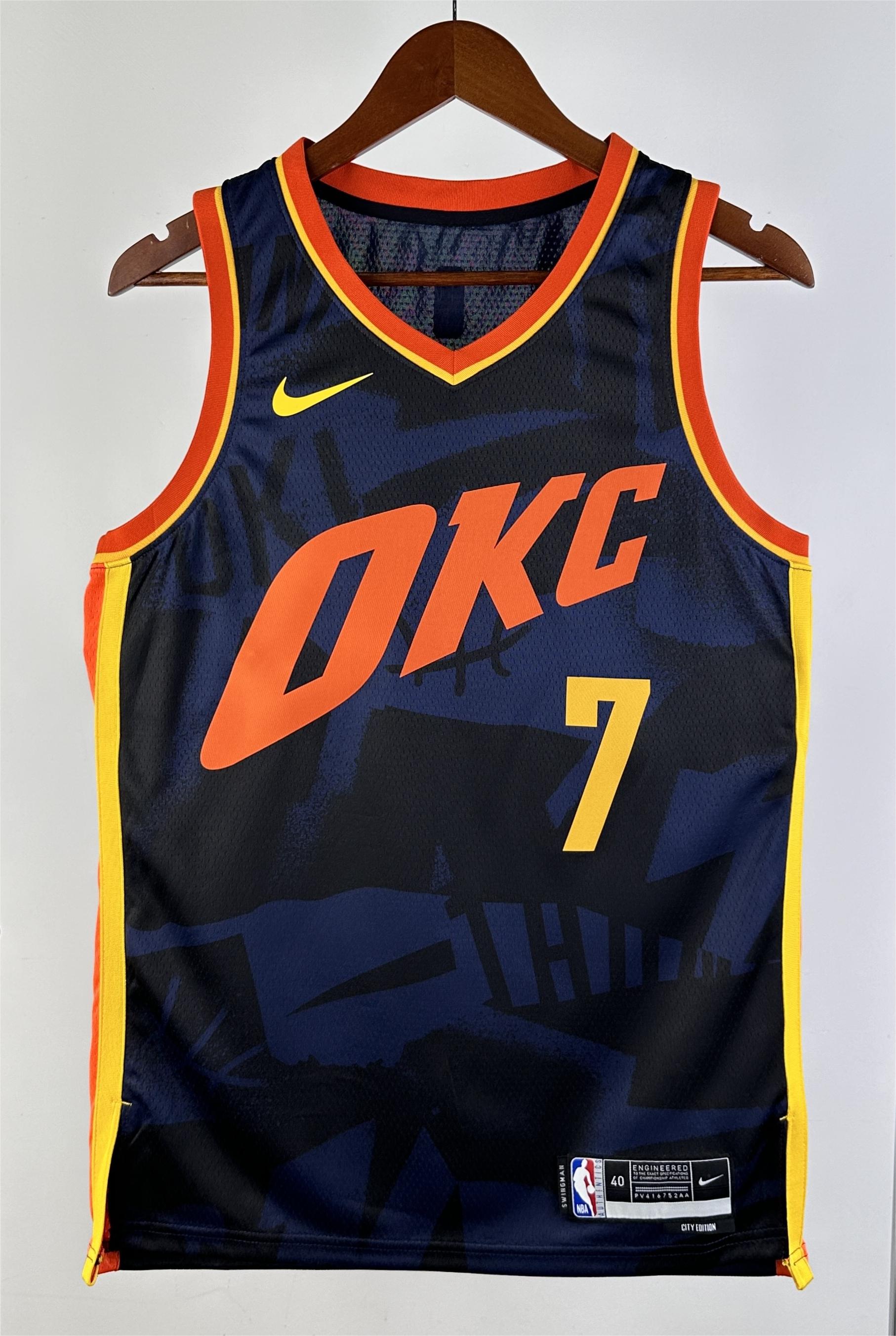 NBA Men 2024 Oklahoma City Thunder City Edition Dark Blue #7 HOLMGREN Jersey High Quality Name and Number Print - leoleo123123