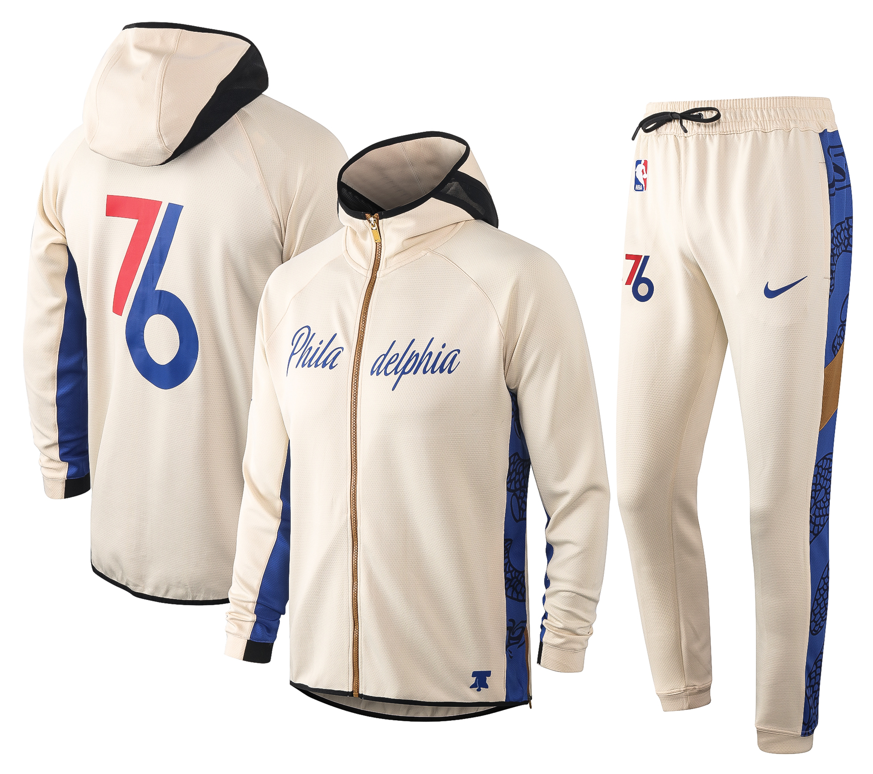 NBA Philadelphia 76ers Light Yellow with Cap Jacket Tracksuit High Quality - leoleo123123