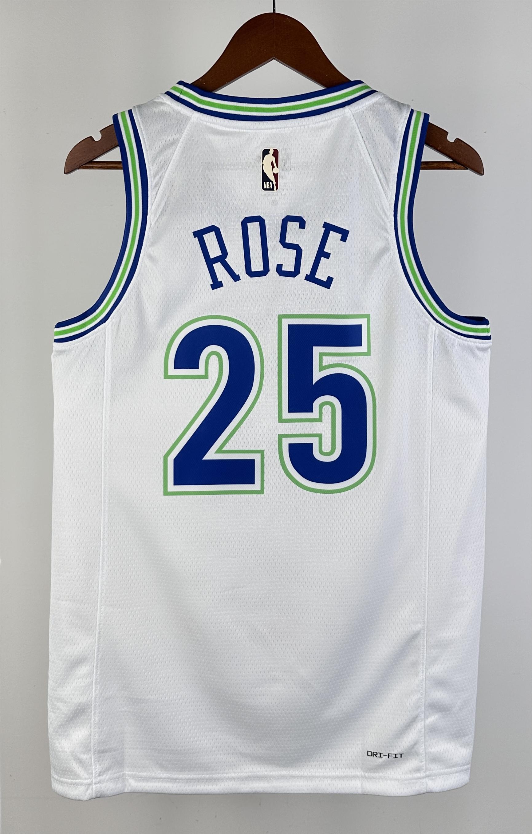 NBA Men 2024 Minnesota Timberwolves Retro White #25 ROSE Jersey High Quality Name and Number Print - leoleo123123