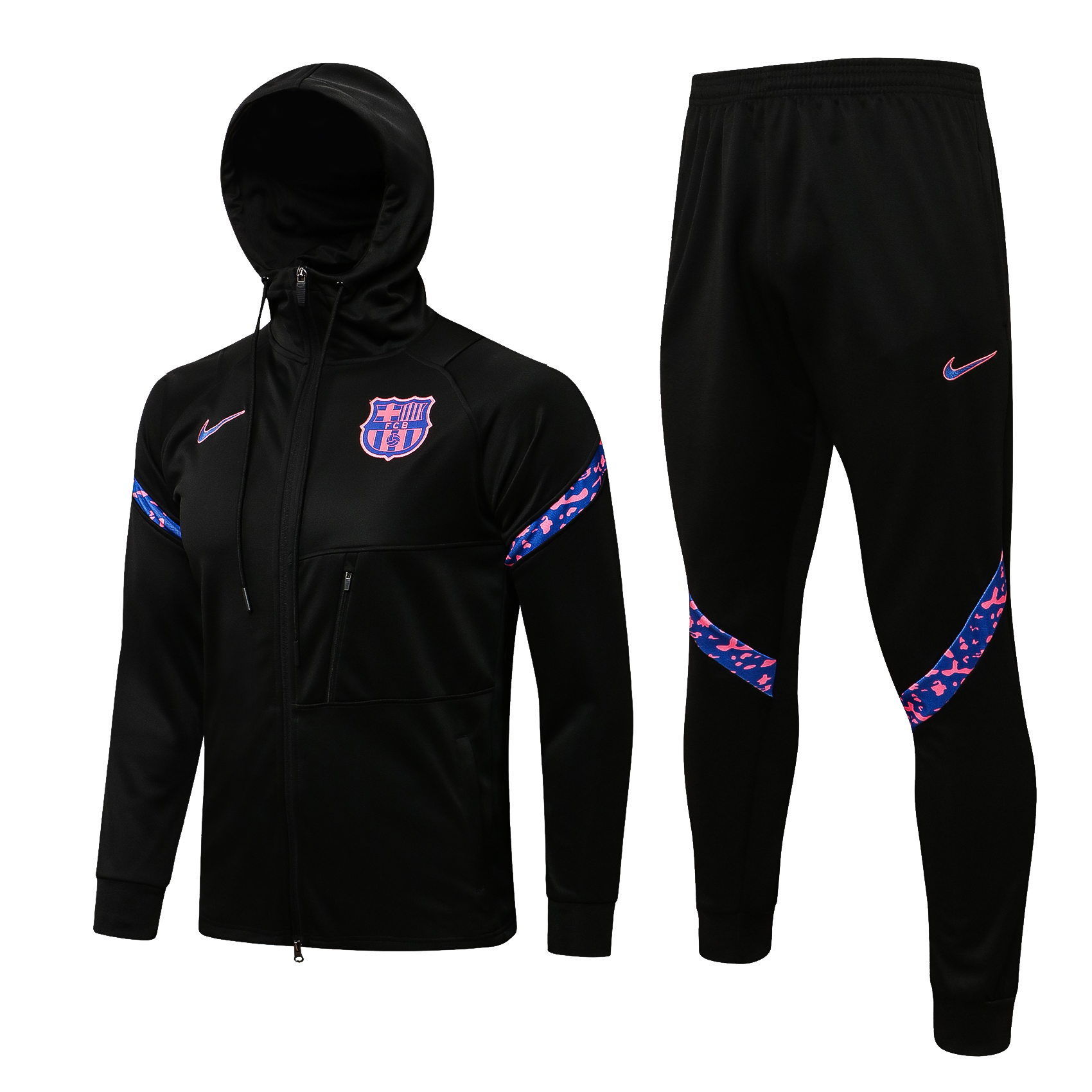 21/22 Barcelona Black Jacket with Cap Tracksuit Thai Quality - leoleo123123