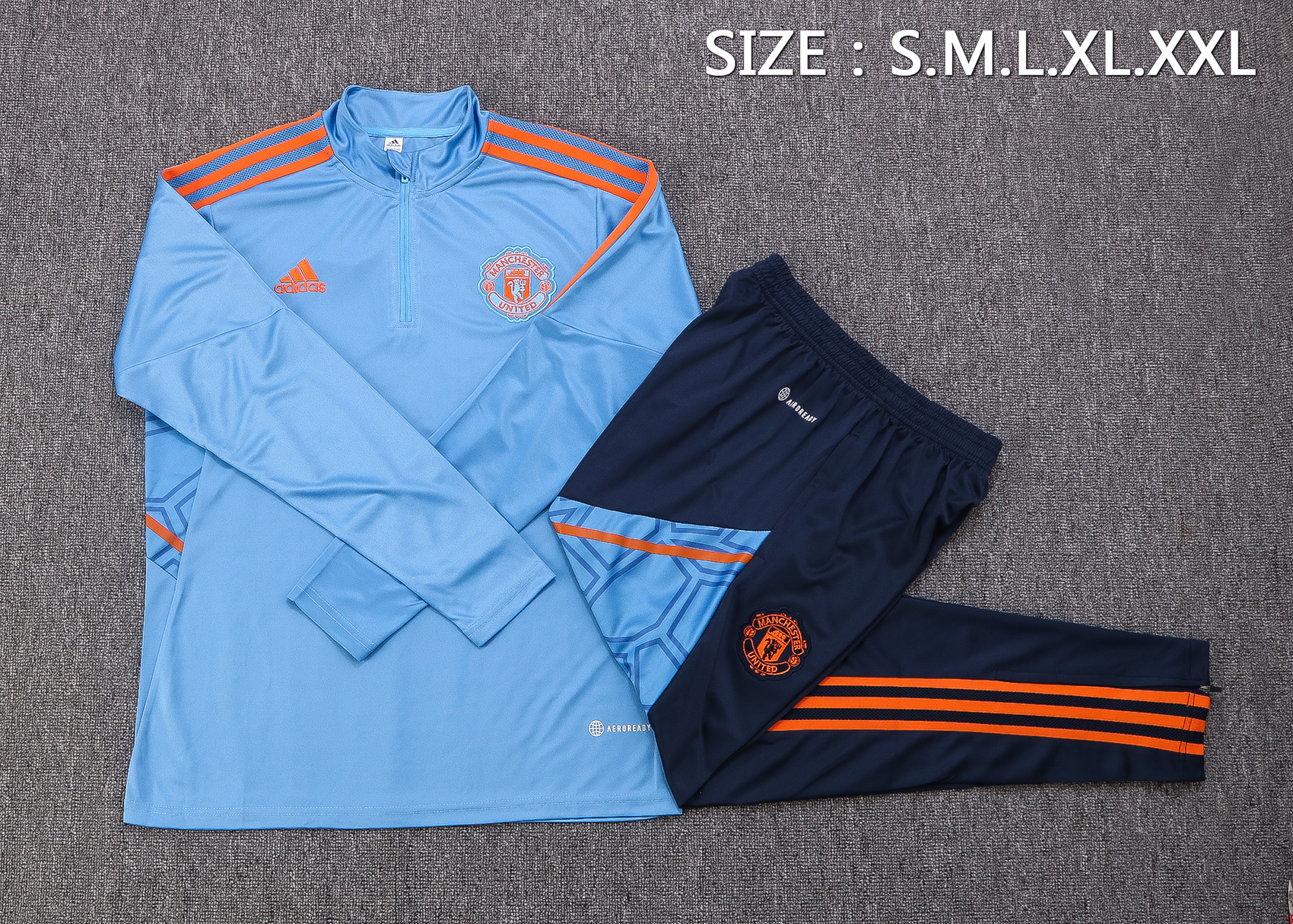 22/23 Man United Lake Blue Sweater Tracksuit Thai Quality - leoleo123123