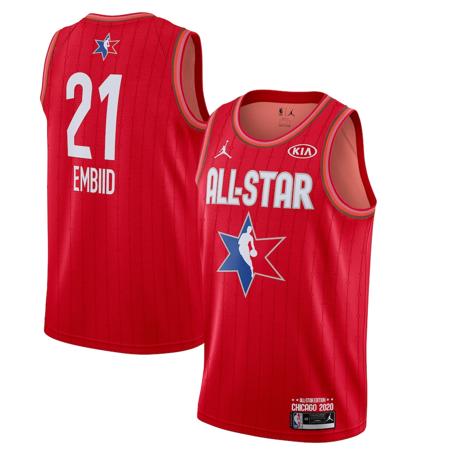 NBA Men 2020 All Star Jerseys Red #21 EMBIID Jersey High Quality Name and Number Print - leoleo123123