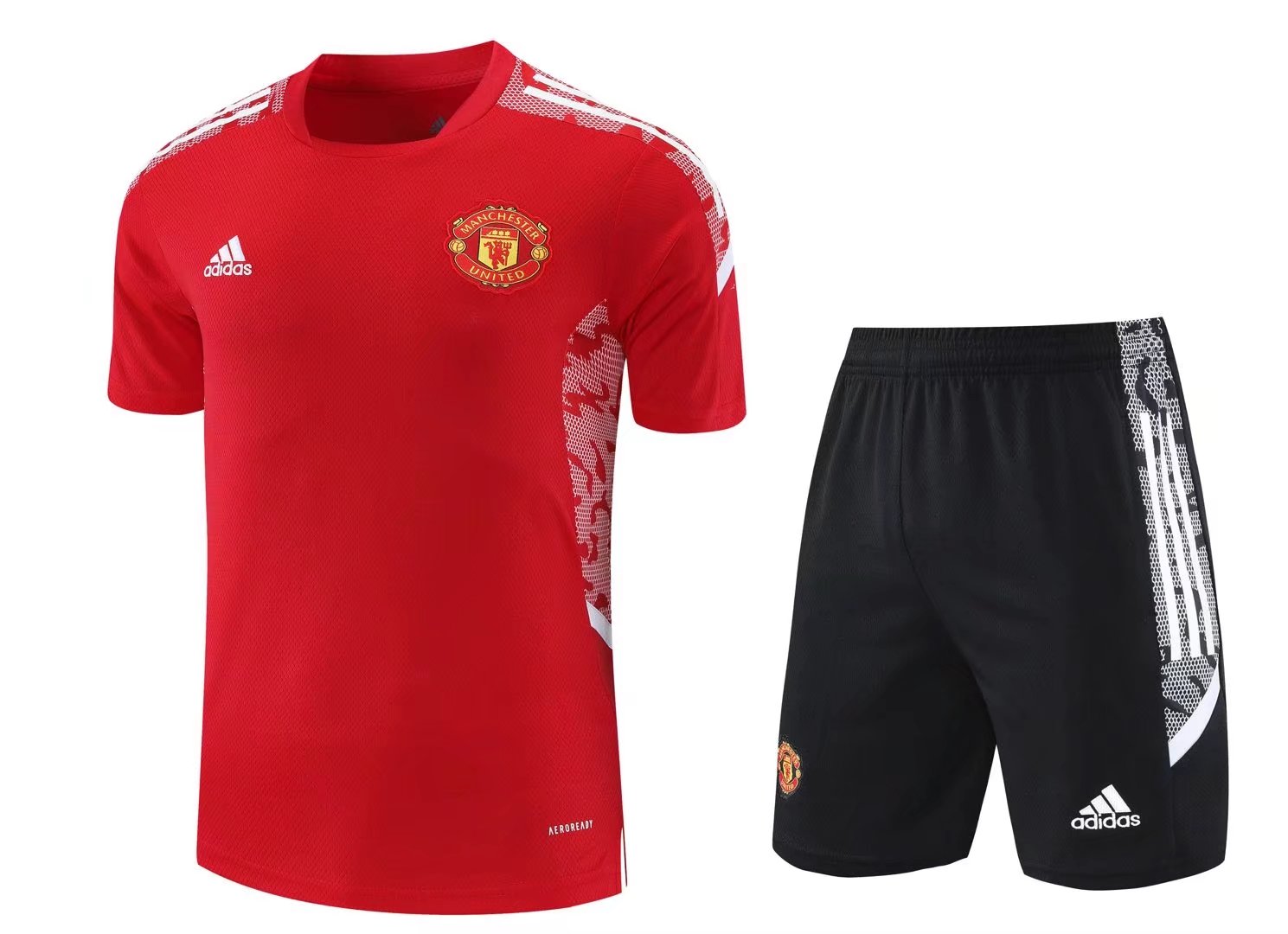 21/22 Manchester United Red Training Set--Short sleeve and Short Pant Training Tracksuit - leoleo123123