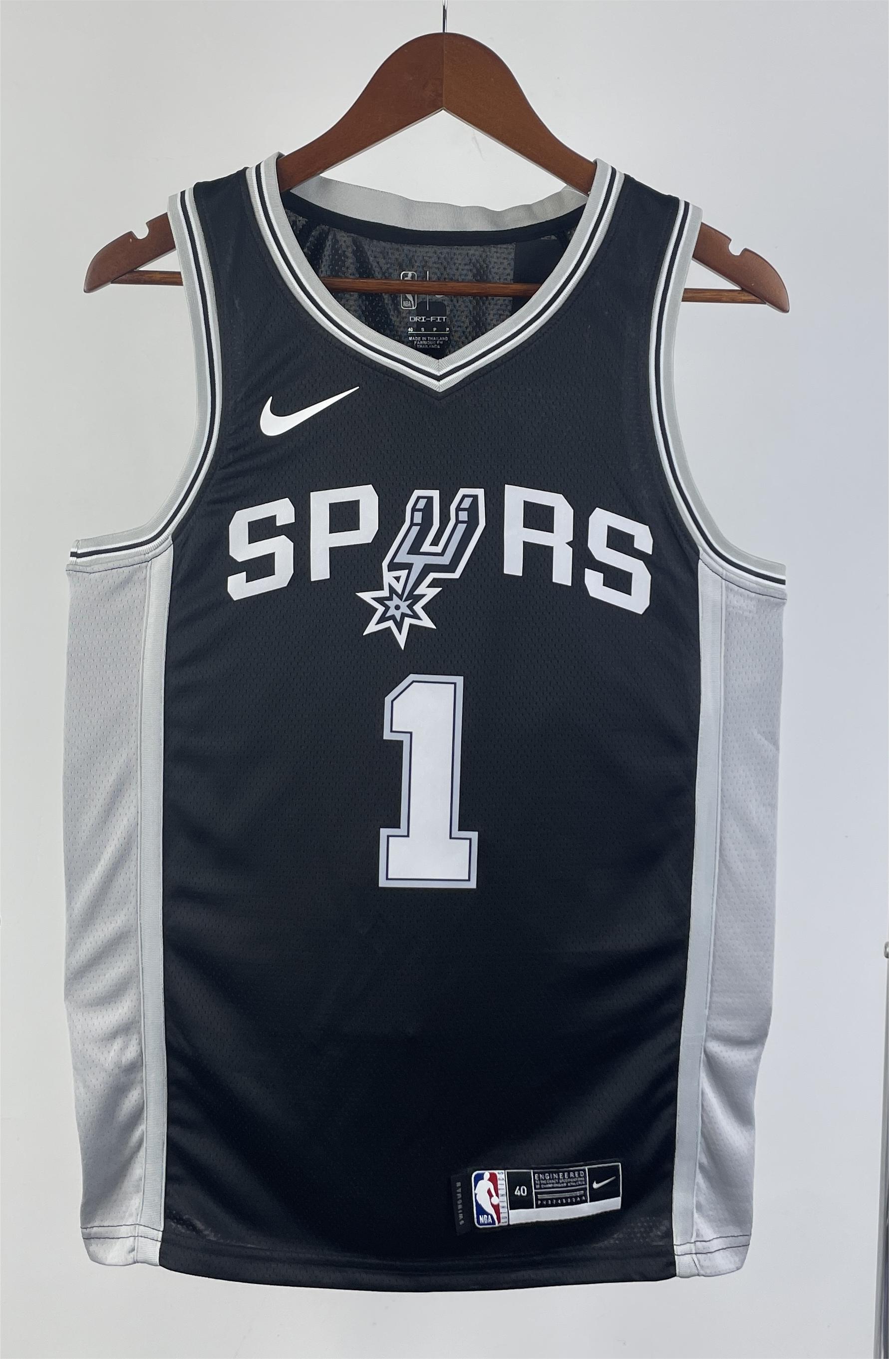 NBA Men San Antonio Spurs Black #1 WEMBANYAMA Jersey High Quality Name and Number Print - leoleo123123