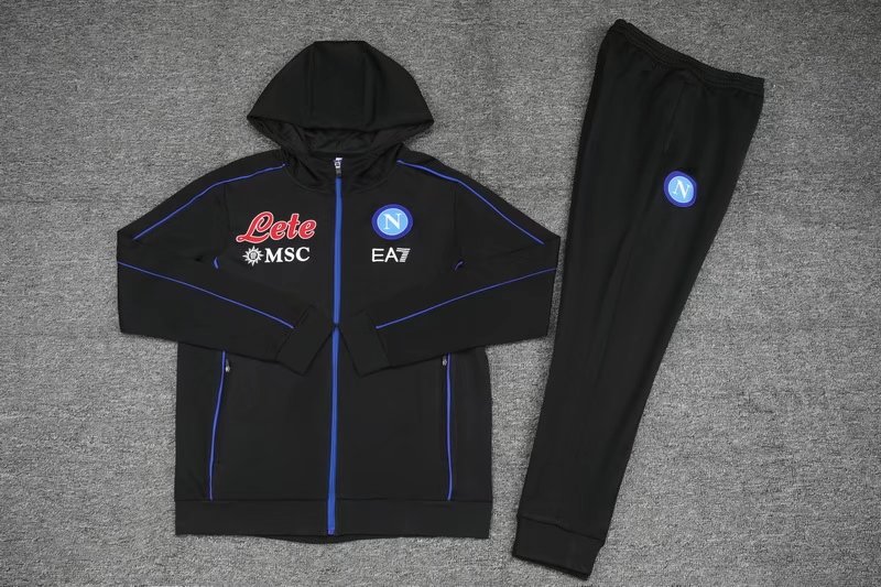 21-22 Napoli Black Jacket With Cap Tracksuit Thai Quality - leoleo123123