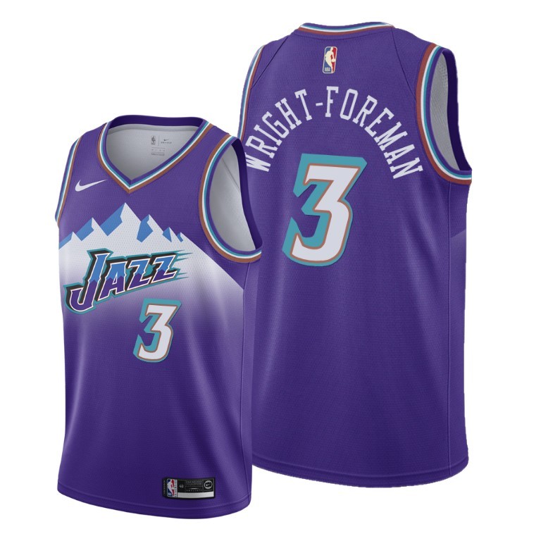NBA Men Utah Jazz Purple Snow Mountain #3 MRIGHT-FOREMAN Jersey High Quality Name and Number Print - leoleo123123