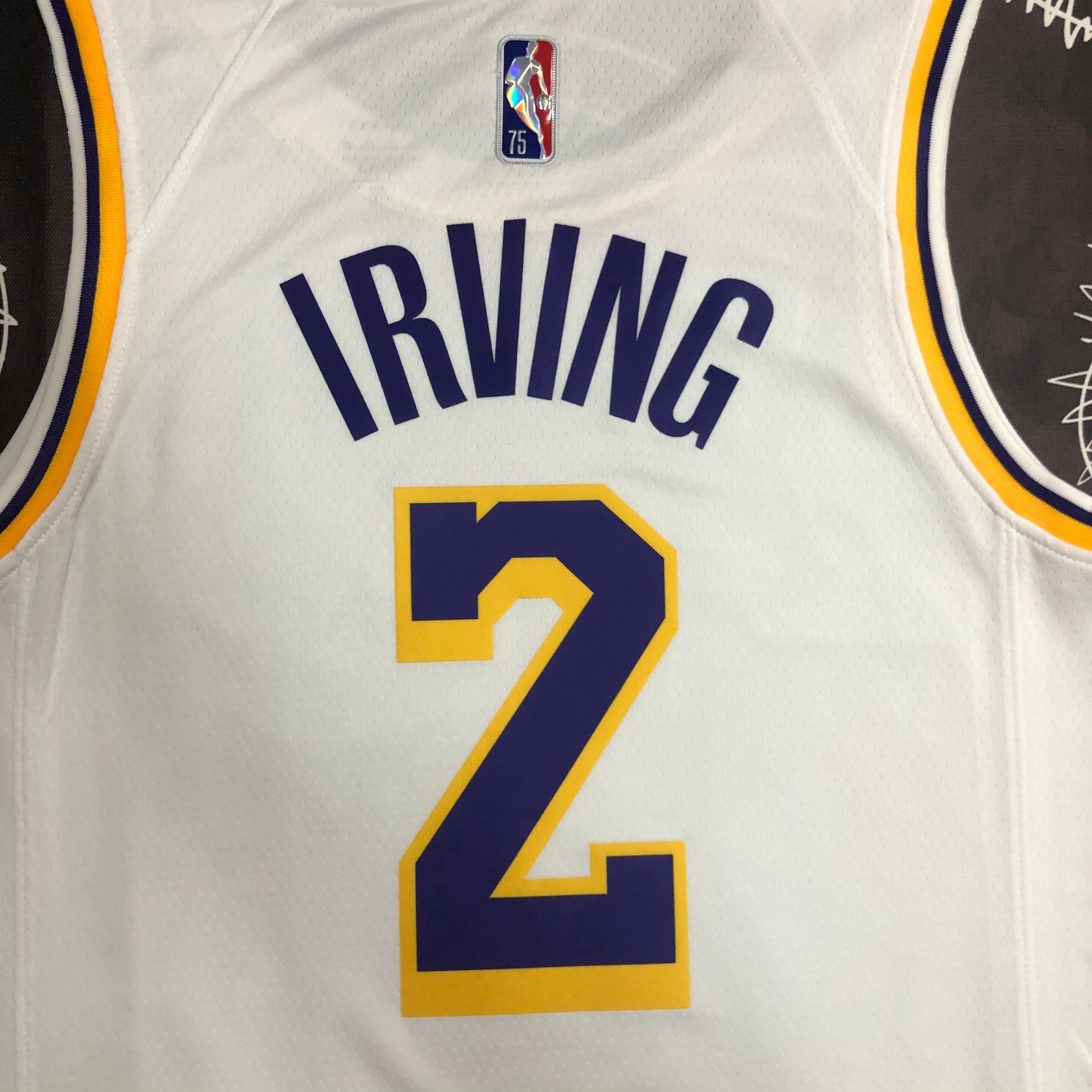 NBA 75th Anniversary Los Angeles Lakers White Round Neck #2 IRVING Jersey High Quality Name and Number Print - leoleo123123