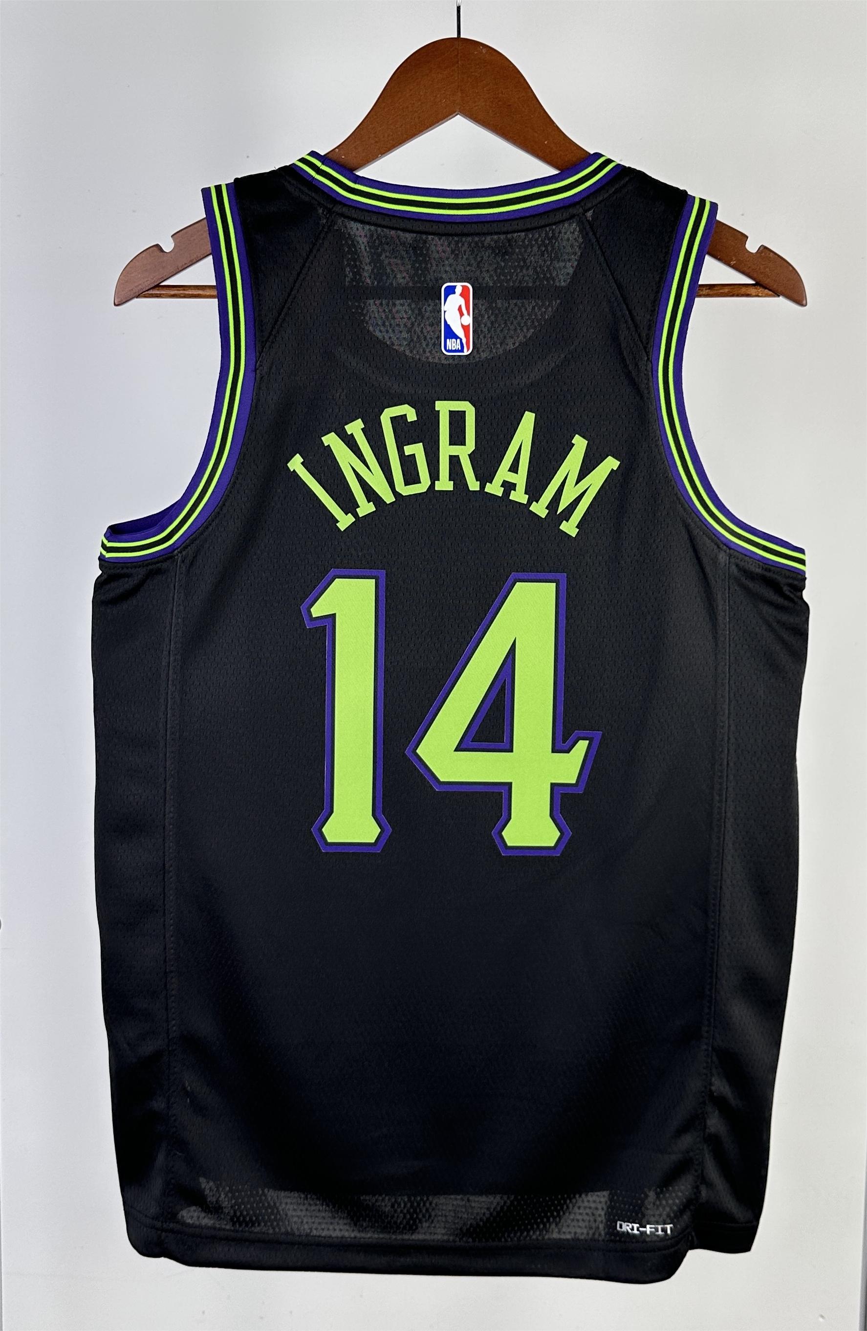 NBA Men 2024 New Orleans Pelicans Black City Edition #14 INGRAM Jersey High Quality Name and Number Print - leoleo123123