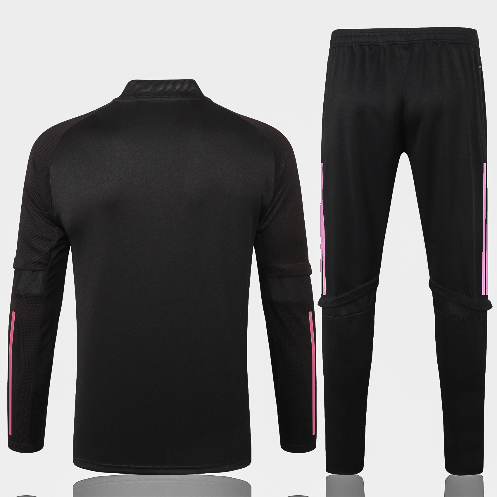 21-22 Real Madrid Black Sweater with Pink Logo Round Collar Tracksuit Thai Quality - leoleo123123