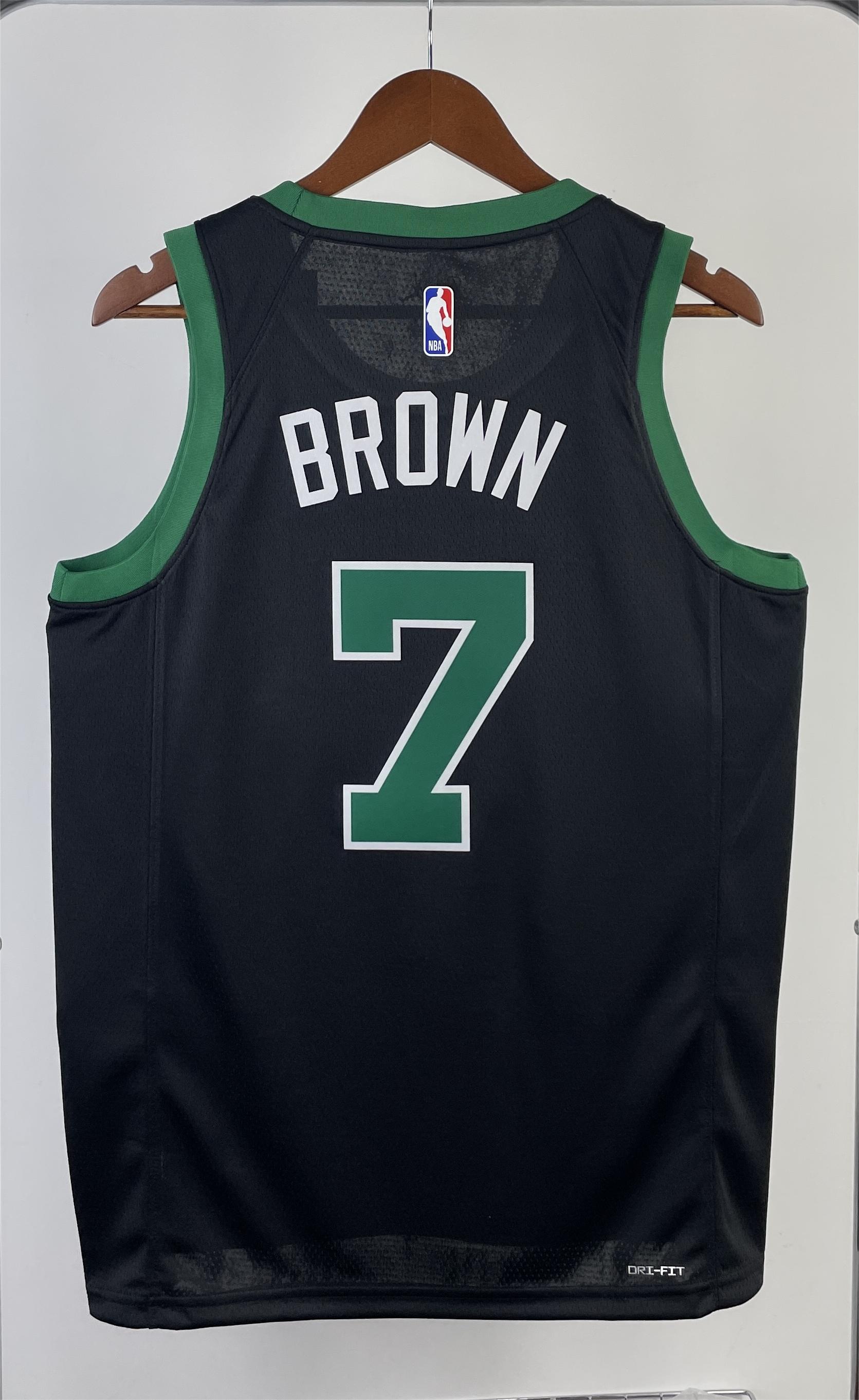 NBA Men Season 2023 Boston Celtics Black with Jordan Logo #7 BROWN Jersey High Quality Name and Number Print - leoleo123123