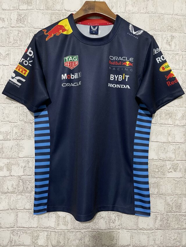 2024 Red Bull Racing Dark Blue F1 Team Round Collar POLO T-Shirt - leoleo123123