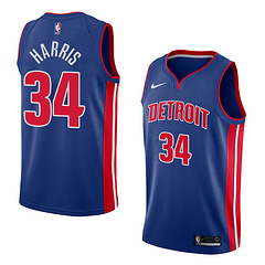 NBA Men Detroit Pistons Blue #34 HARRIS Jersey High Quality Name and Number Print - leoleo123123