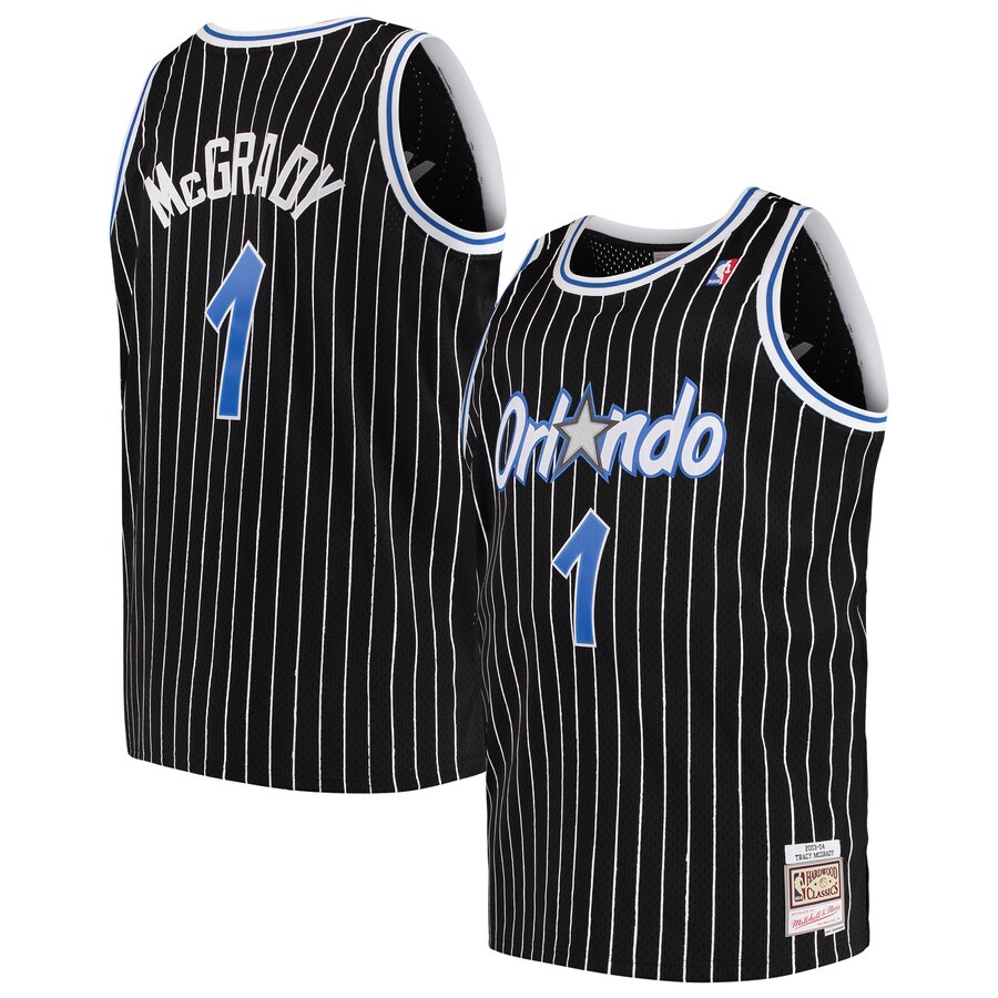 NBA Men's Orlando Magic Mitchell & Ness #1 McGRADY Black 2003-04 Hardwood Classics Jersey Name and Number Print - leoleo123123