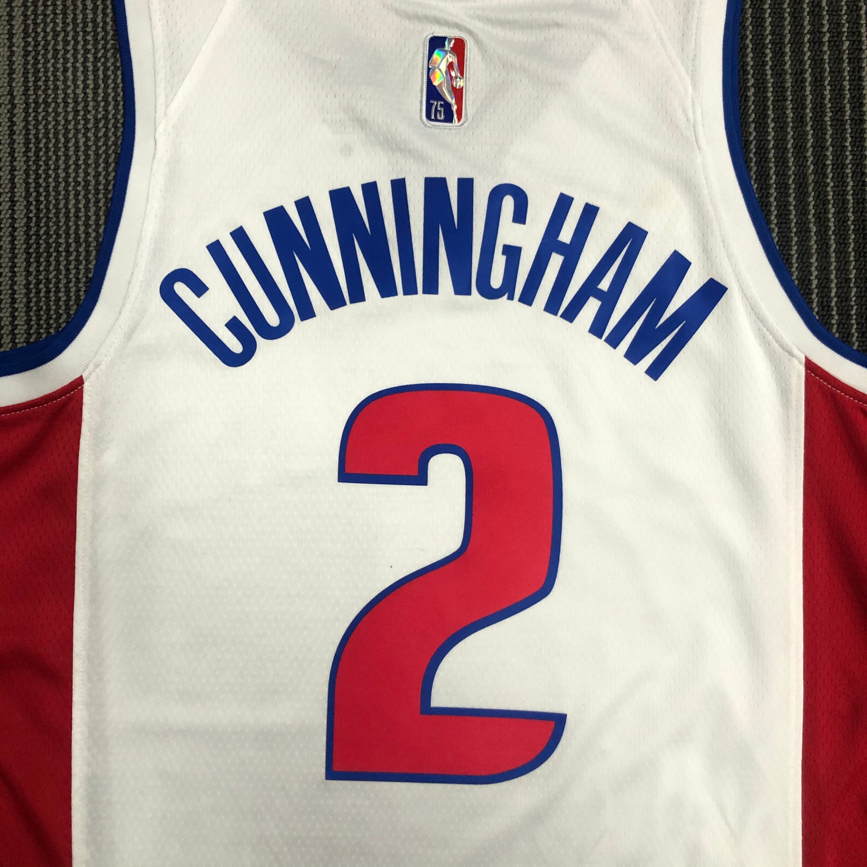 NBA 75th Anniversary Detroit Pistons White #2 CUNNINGHAM Jersey High Quality Name and Number Print - leoleo123123