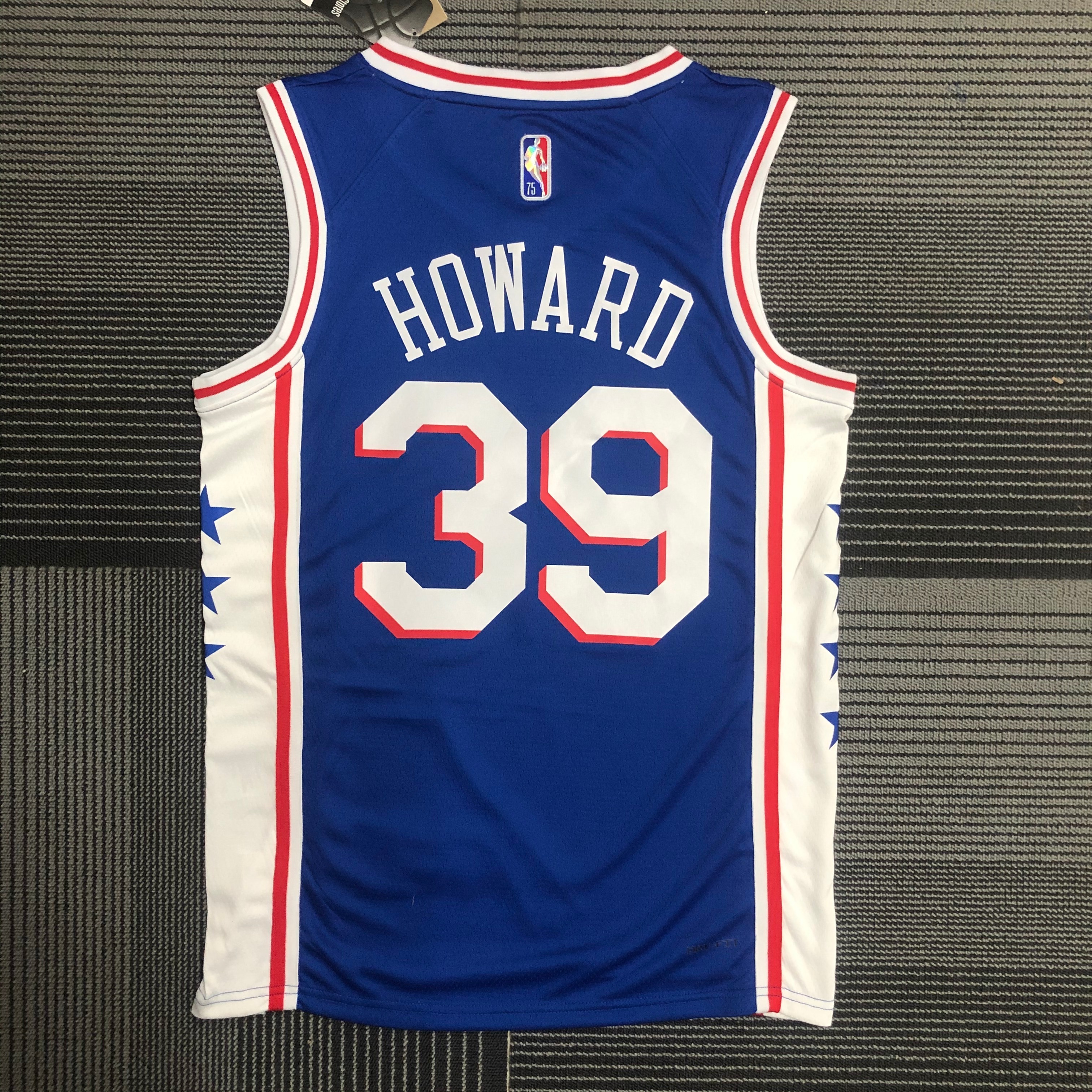 NBA Men 75th Anniversary Season 2022 Philadelphia 76ers Blue V-neck #39 HOWARD Jersey High Quality Name and Number Print - leoleo123123