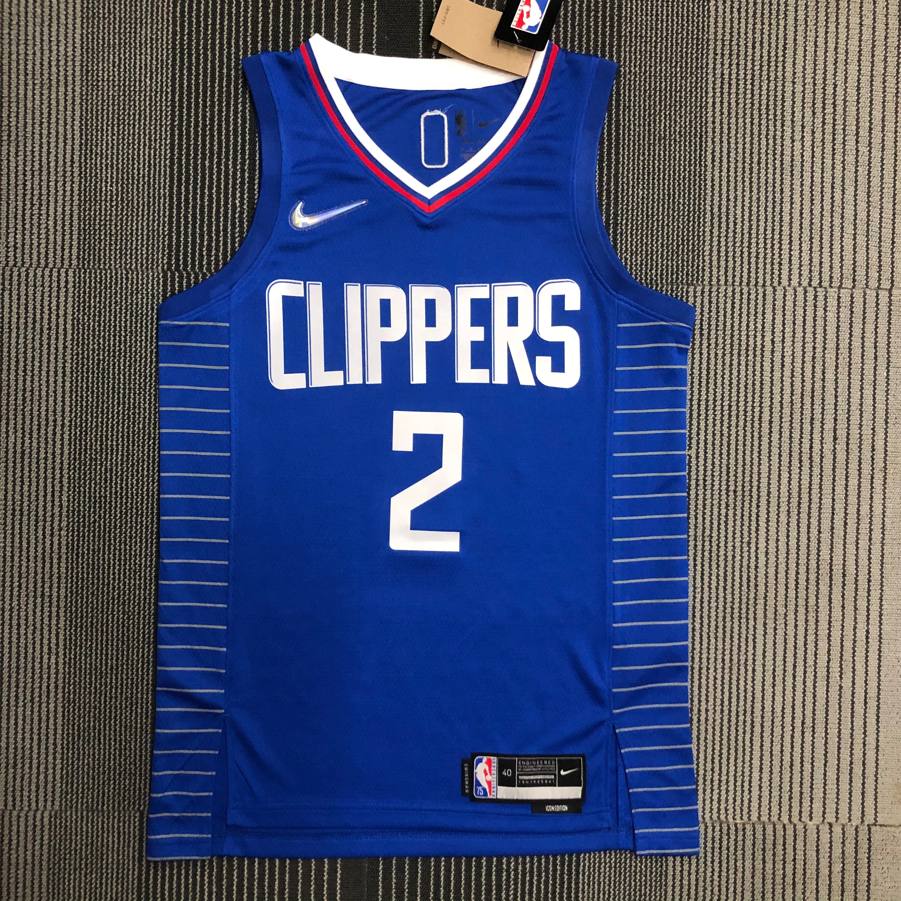 NBA Men 75th Anniversary Los Angeles Clippers Blue #2 LEONARD Jersey High Quality Name and Number Print - leoleo123123