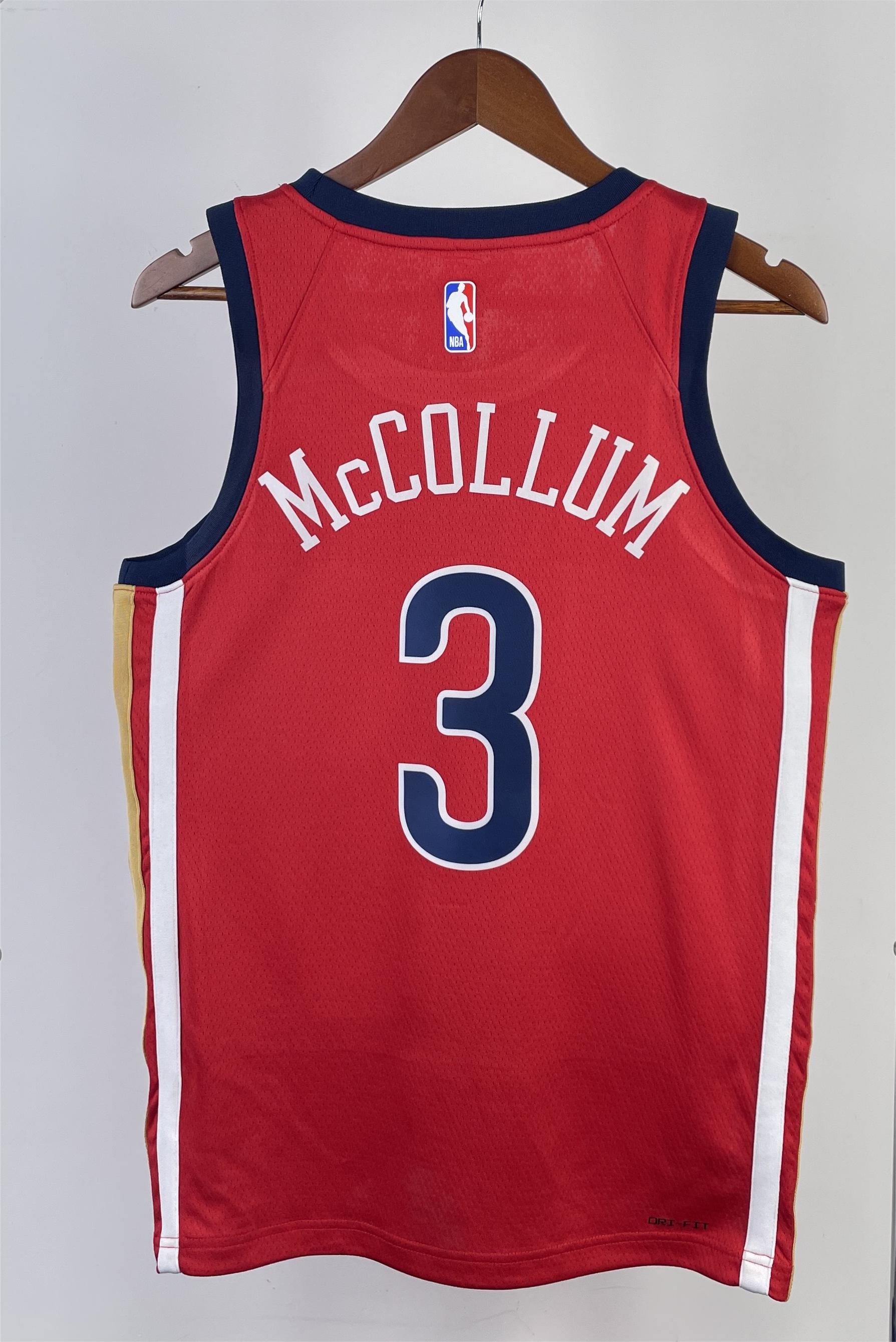 NBA Men 2024 New Orleans Pelicans Red with Jordan Logo #3 McCOLLUM Jersey High Quality Name and Number Print - leoleo123123