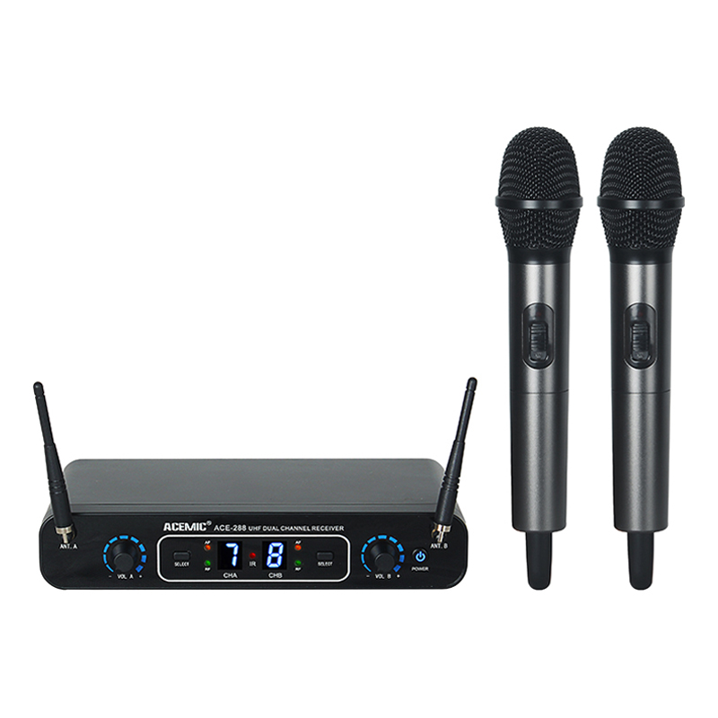 Wireless Microphone Dual Channel Professional Vocal Radio System UHF 2 Handheld Headset Lavalier for Singer Church Karaoke Club - leoleo123123