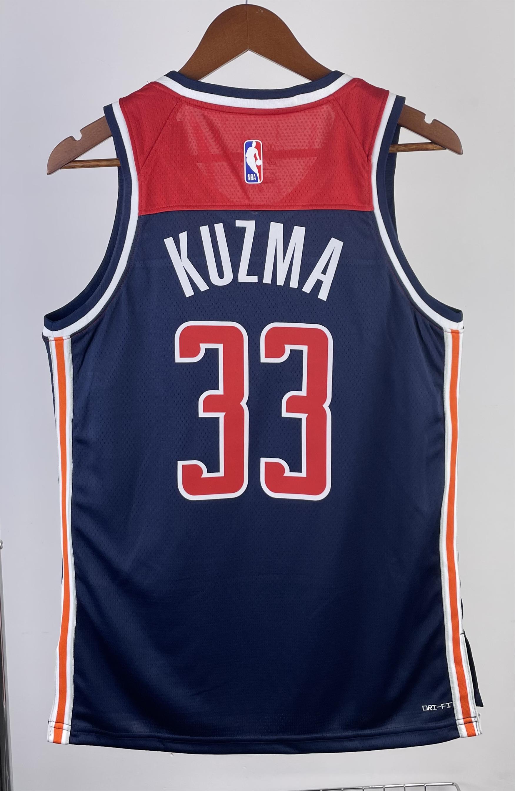 NBA Men 2023 Washington Wizards with Jordan Logo Dark Blue #33 KUZMA Jersey High Quality Name and Number Print - leoleo123123