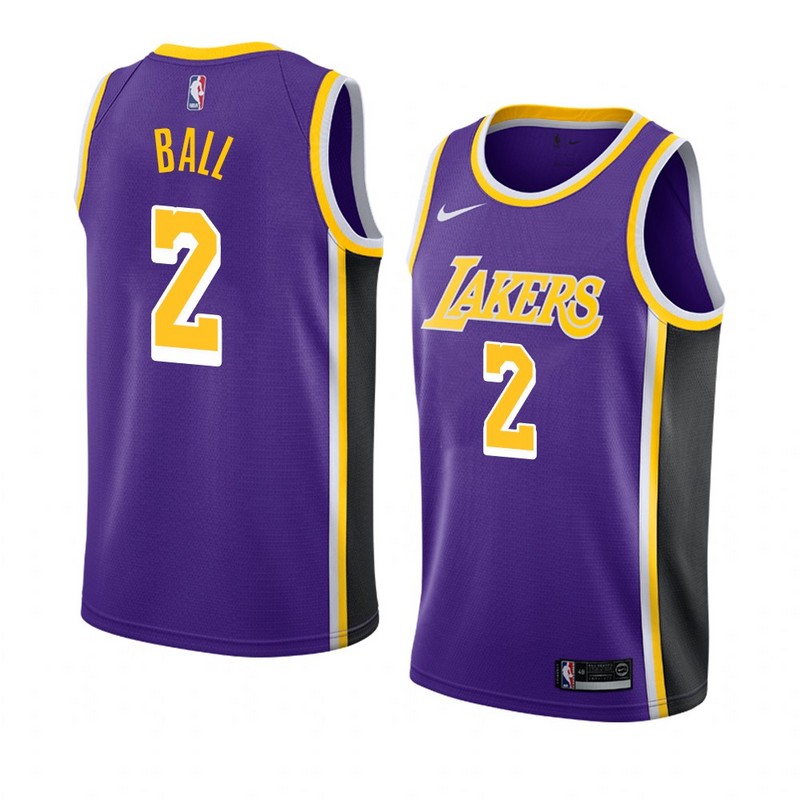 NBA Men Los Angeles Lakers Retro Purple #2 BALL Round Neck Jersey High Quality Name and Number Print - leoleo123123