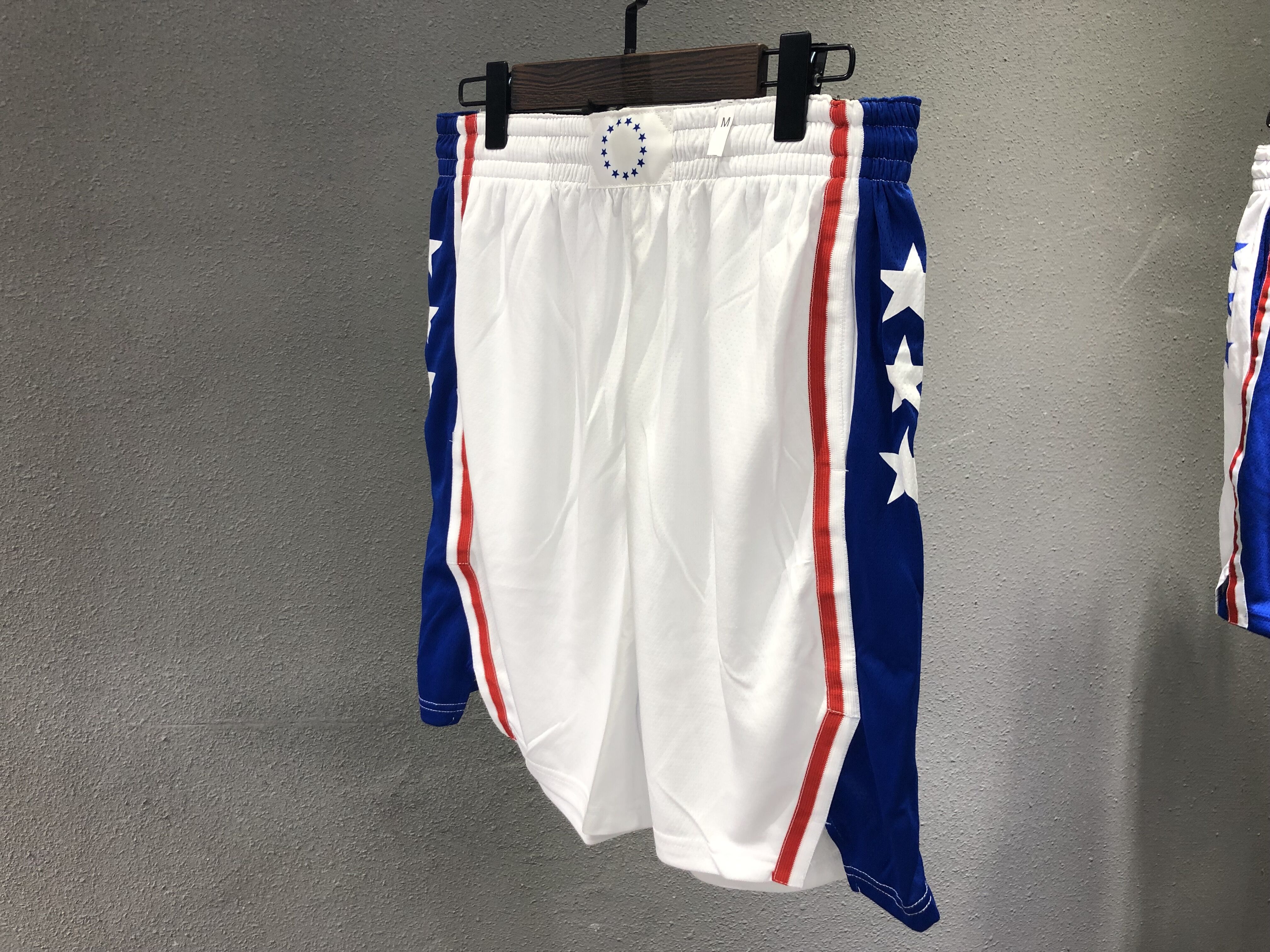NBA Men Philadelphia 76ers White Pant Short High Quality Name and Number Print - leoleo123123