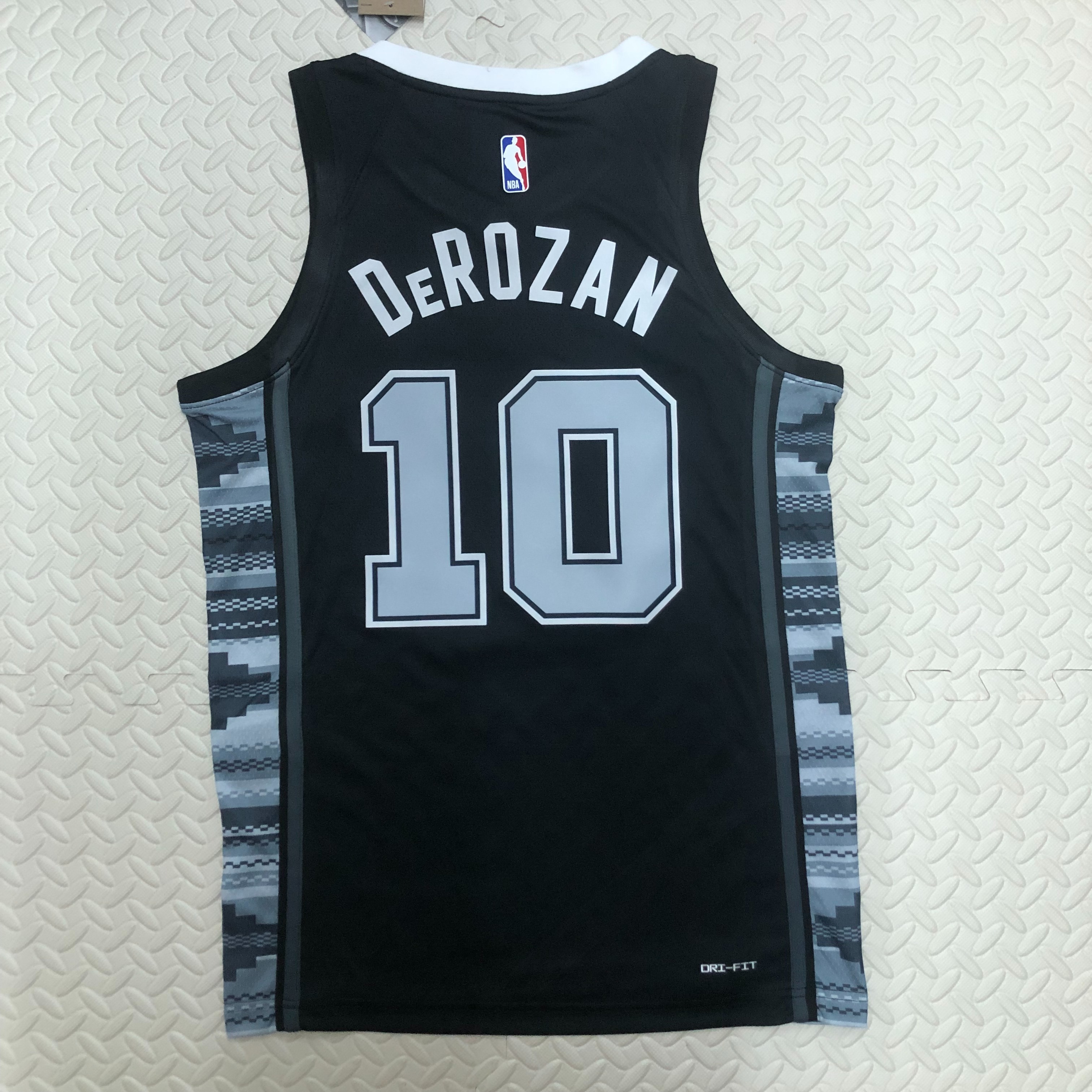 NBA Men Season 2023 San Antonio Spurs Black with Jordan Logo #10 DEROZAN Jersey High Quality Name and Number Print - leoleo123123