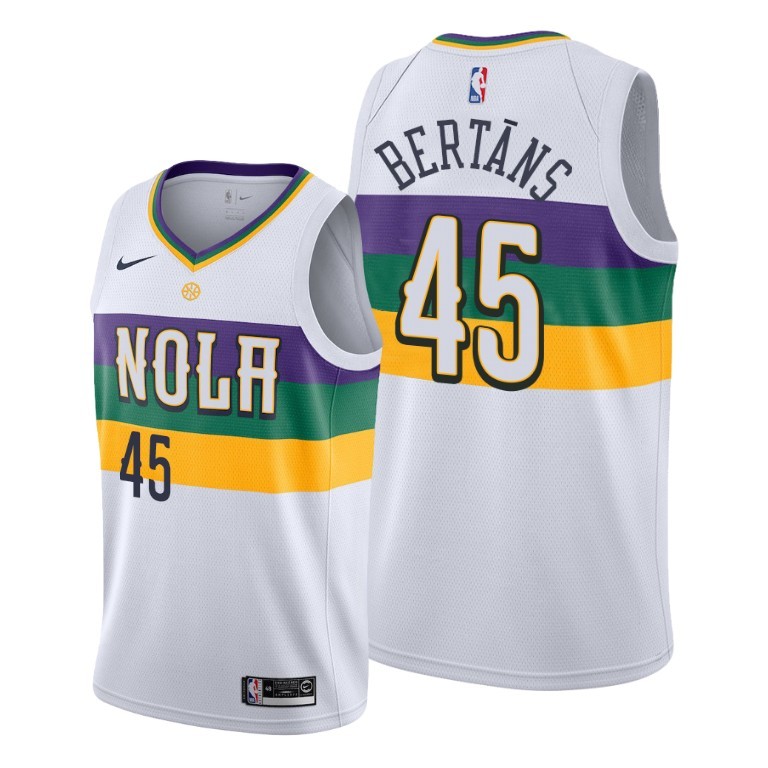 NBA Men New Orleans Pelicans White City #45 BERTANS Jersey High Quality Name and Number Print - leoleo123123