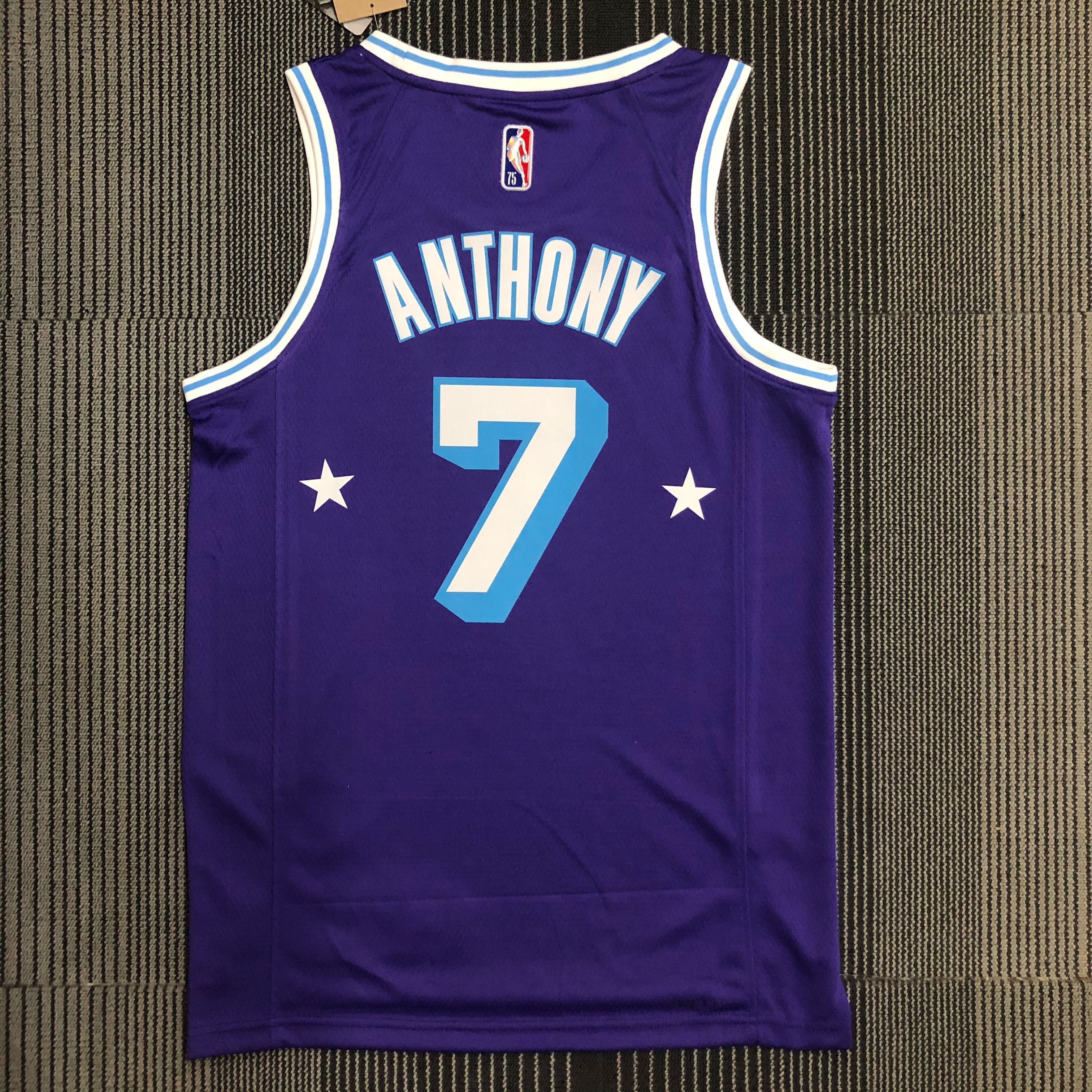 NBA Season 2022 75th Anniversary Los Angeles Lakers Purple Round Neck #7 ANTHONY Jersey High Quality Name and Number Print - leoleo123123