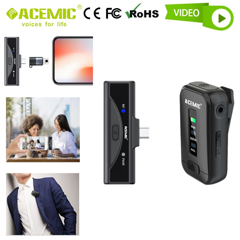 Phone Microphone wireless Cell Mobile Android iPhone External Radio System Lavalier for Vlog Video Live Broadcast Stream Record - leoleo123123