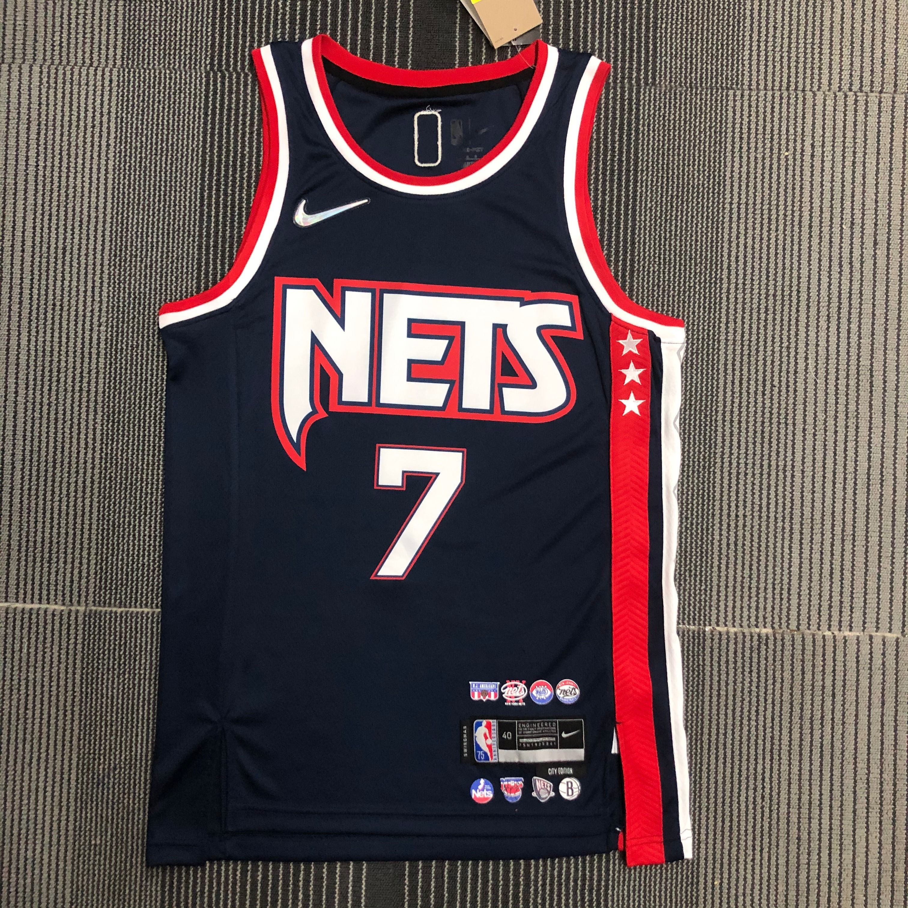 NBA Season 2022 75th Anniversary Brooklyn Nets Black #7 DURANT Jersey High Quality Name and Number Print - leoleo123123