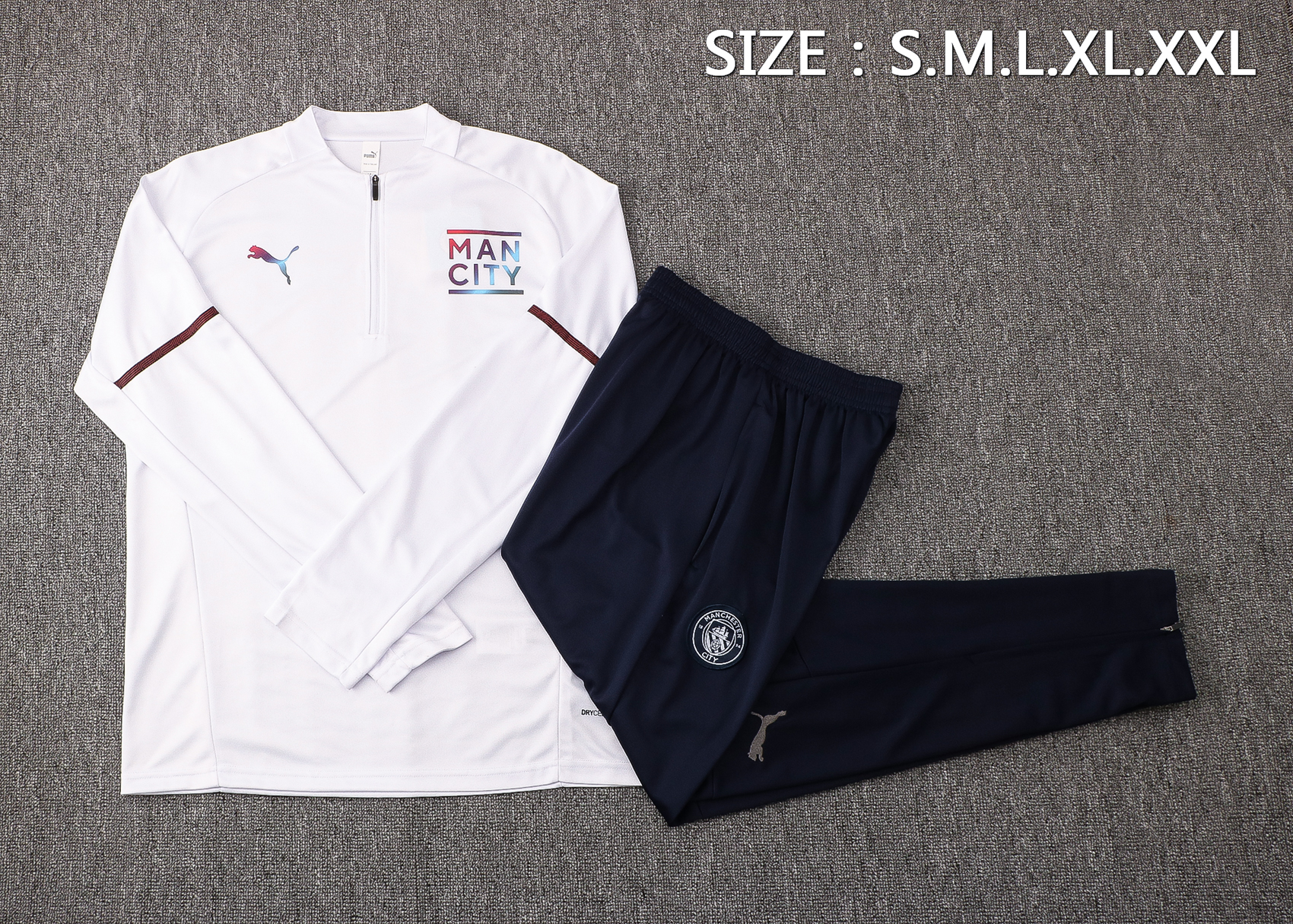 21/22 Man City White with Zipper Sweater Tracksuit Thai Quality - leoleo123123