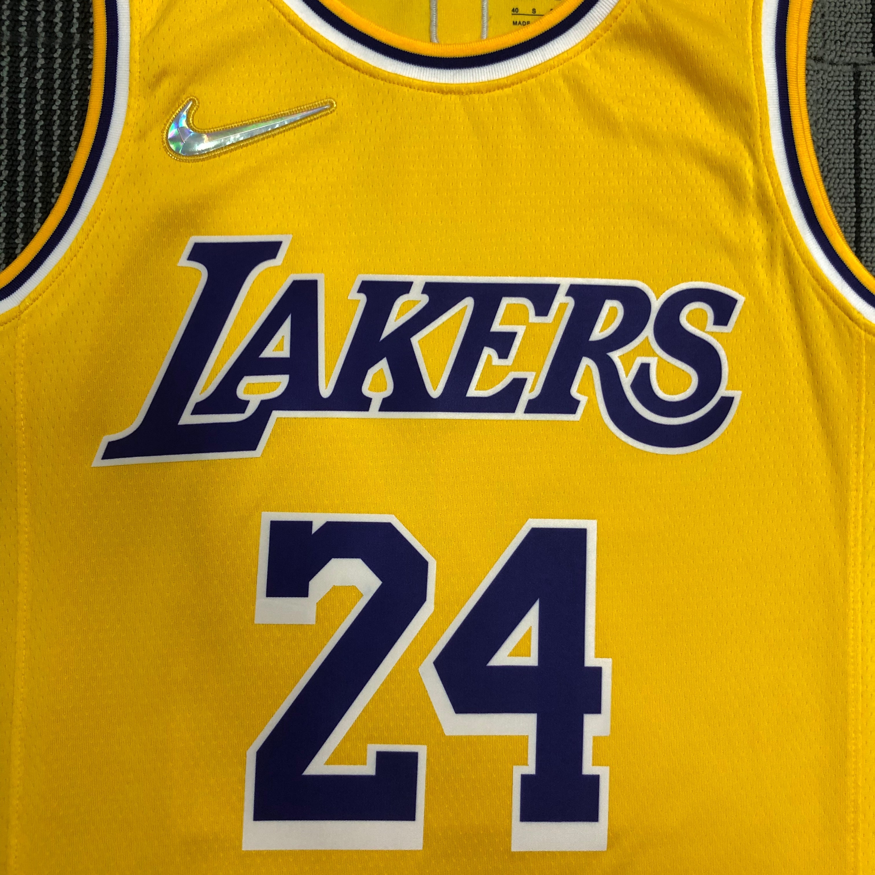 NBA 75th Anniversary Los Angeles Lakers Yellow Round Neck #24 BRYANT Jersey High Quality Name and Number Print - leoleo123123