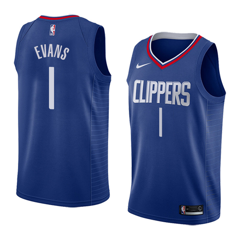 NBA Men Los Angeles Clippers Blue #1 EVANS Jersey High Quality Name and Number Print - leoleo123123