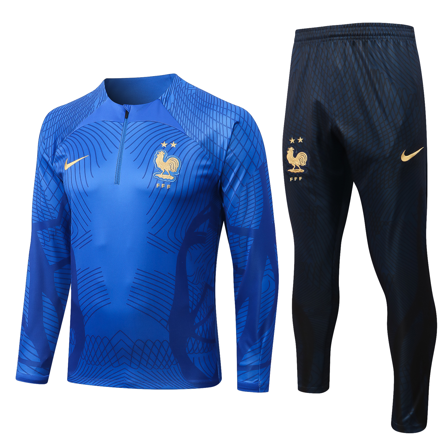 22-23 France Blue Sweater Tracksuit with Ink-jet Printing Thai Quality - leoleo123123