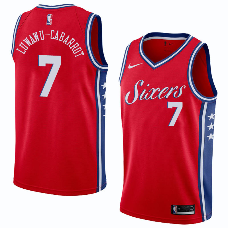 NBA Men Philadelphia 76ers Red #7 LUWAWU-CABARROT Jersey High Quality Name and Number Print - leoleo123123