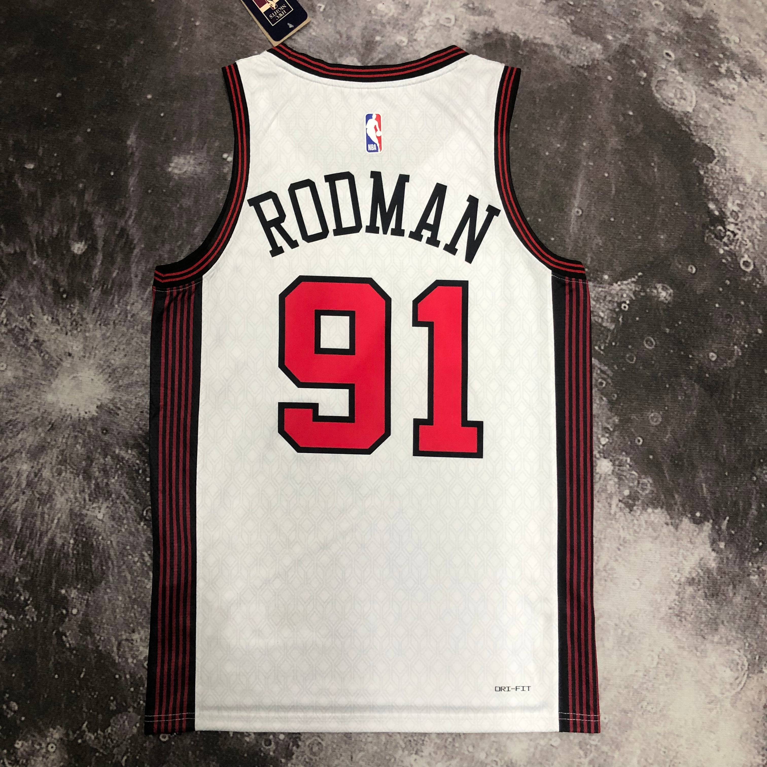 NBA Men 2023 Chicago Bulls City Version White #91 RODMAN Jersey High Quality Name and Number Print - leoleo123123