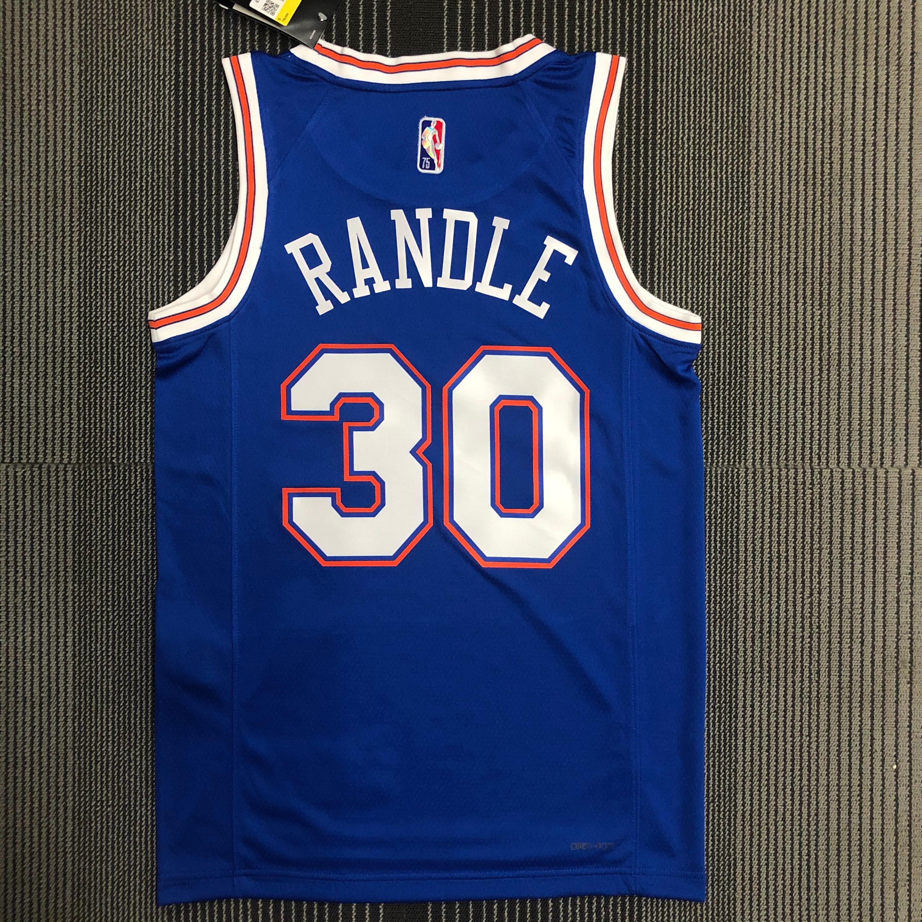 NBA Men 75th Anniversary New York Knicks Blue with Jordan Logo #30 RANDLE Jersey High Quality Name and Number Print - leoleo123123