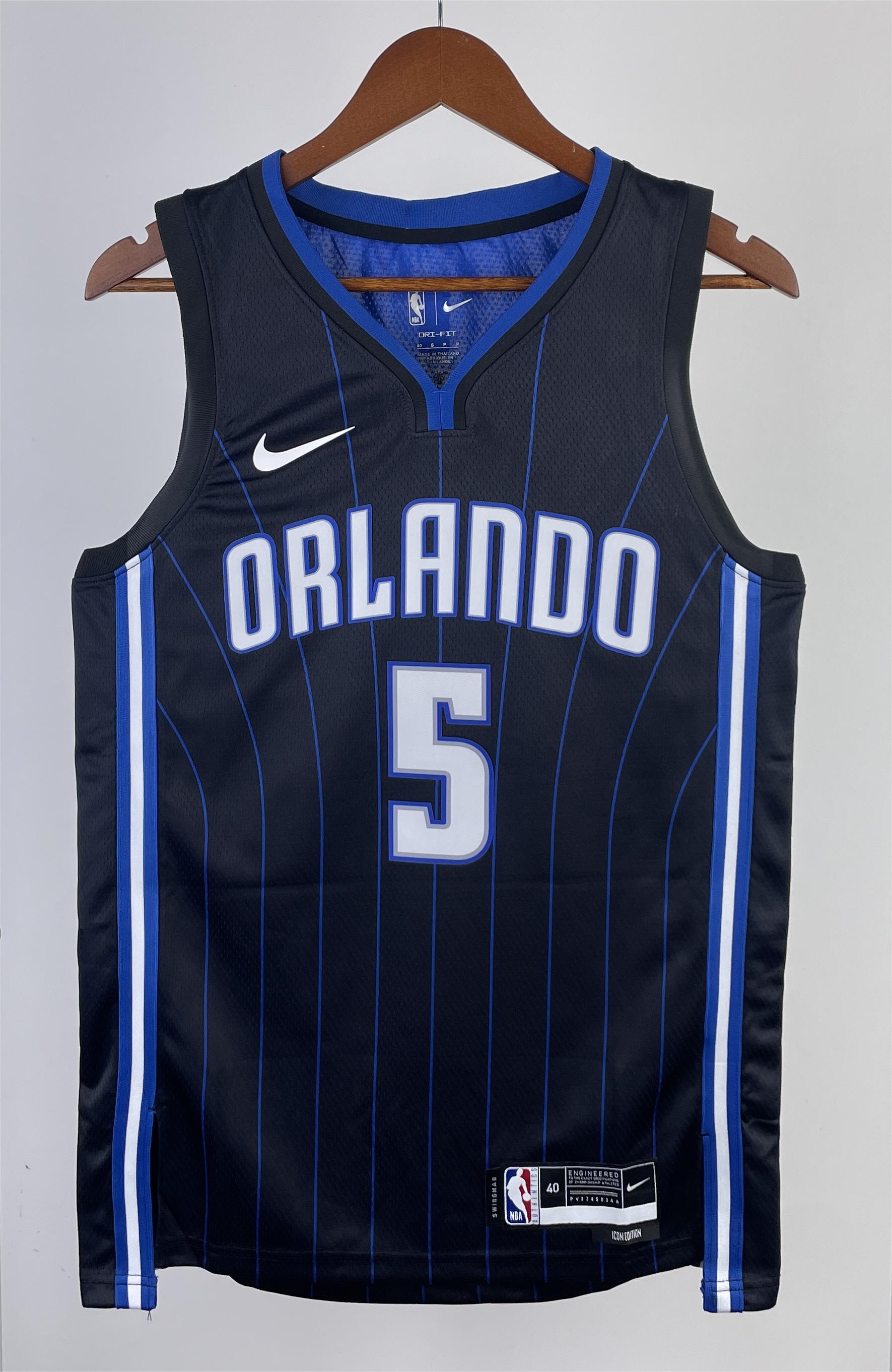 NBA Season 2023 Orlando Magic Black Stripe #5 BANCHERO Jersey High Quality Name and Number Print - leoleo123123