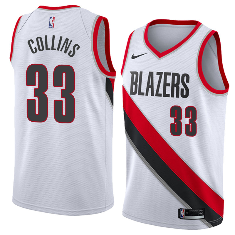 NBA Portland Trail Blazers White 33 COLLINS Jersey High Quality Name and Number Print - leoleo123123