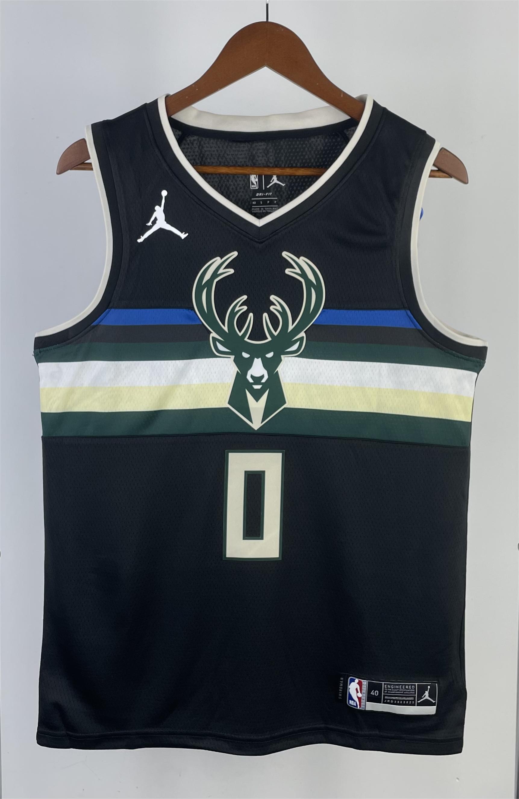 NBA Men 2021 Milwaukee Bucks Black #0 LILLARD Jersey High Quality Name and Number Print - leoleo123123