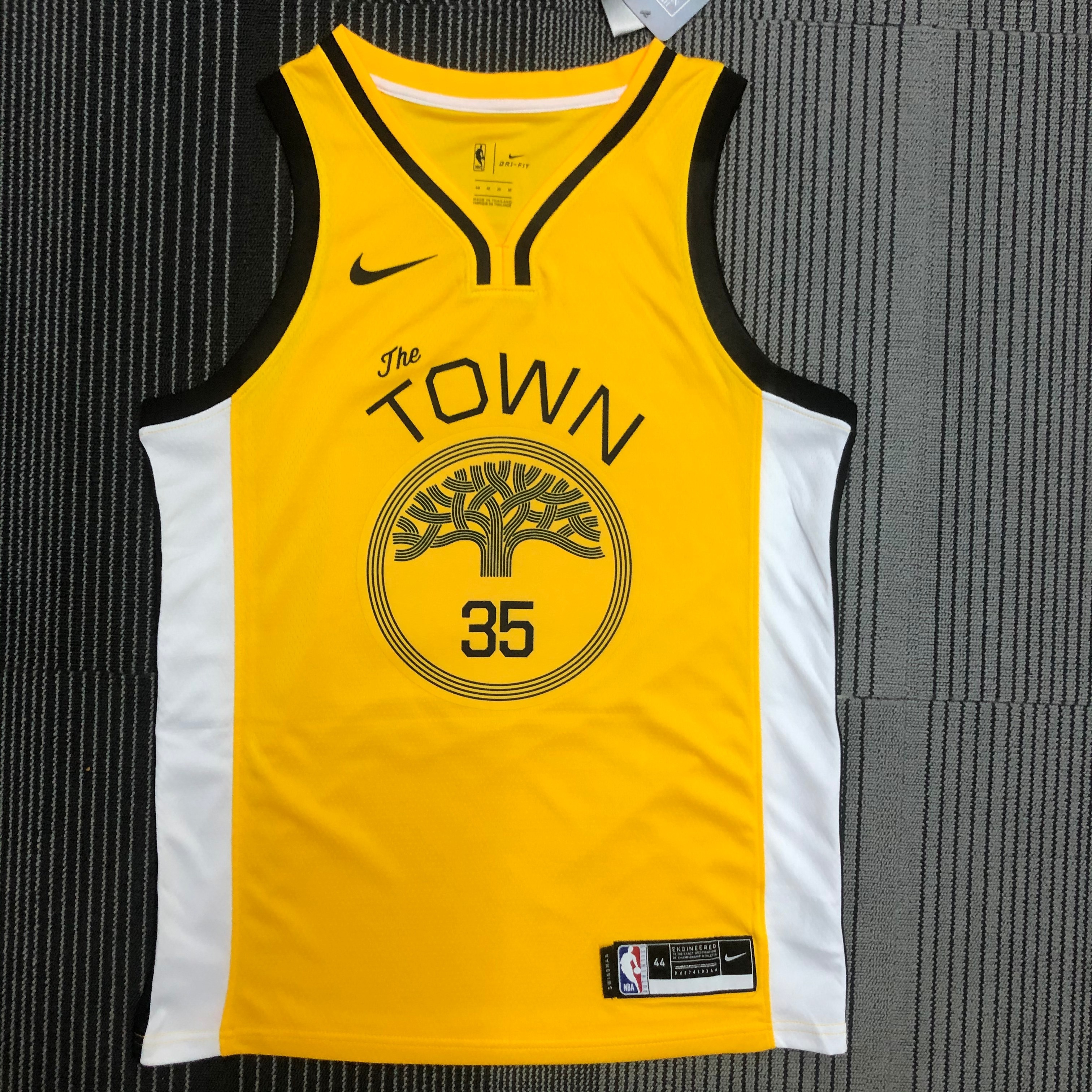 NBA Men Season 2018 Rewarding Version Golden State Warriors Yellow #35 Durant Jersey High Quality Name and Number Print - leoleo123123