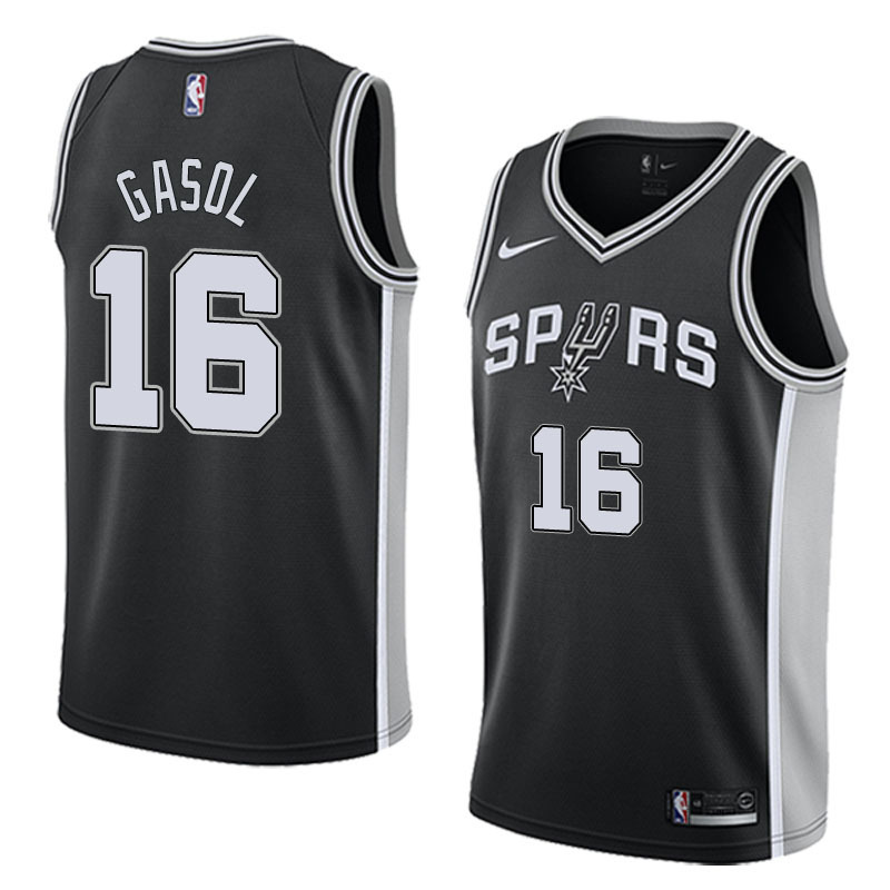 NBA Men San Antonio Spurs Black #16 GASOL Jersey High Quality Name and Number Print - leoleo123123